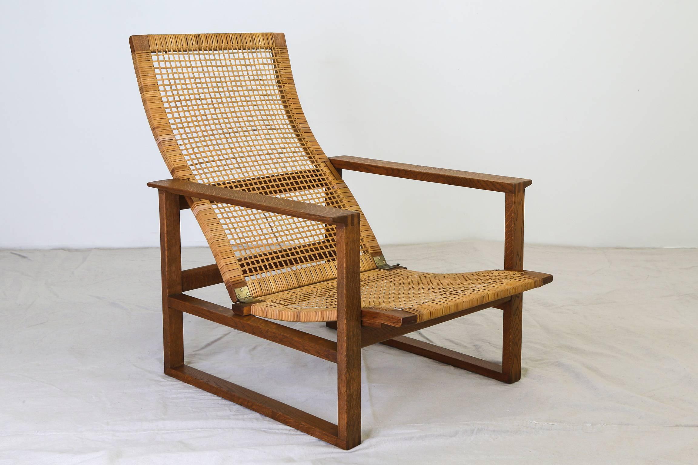 Mid-Century Modern Pair of Oak & Cane Lounge Chairs by Børge Mogensen for Fredericia Stolefabrik