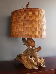 Driftwood Table Lamp with Woven Shade