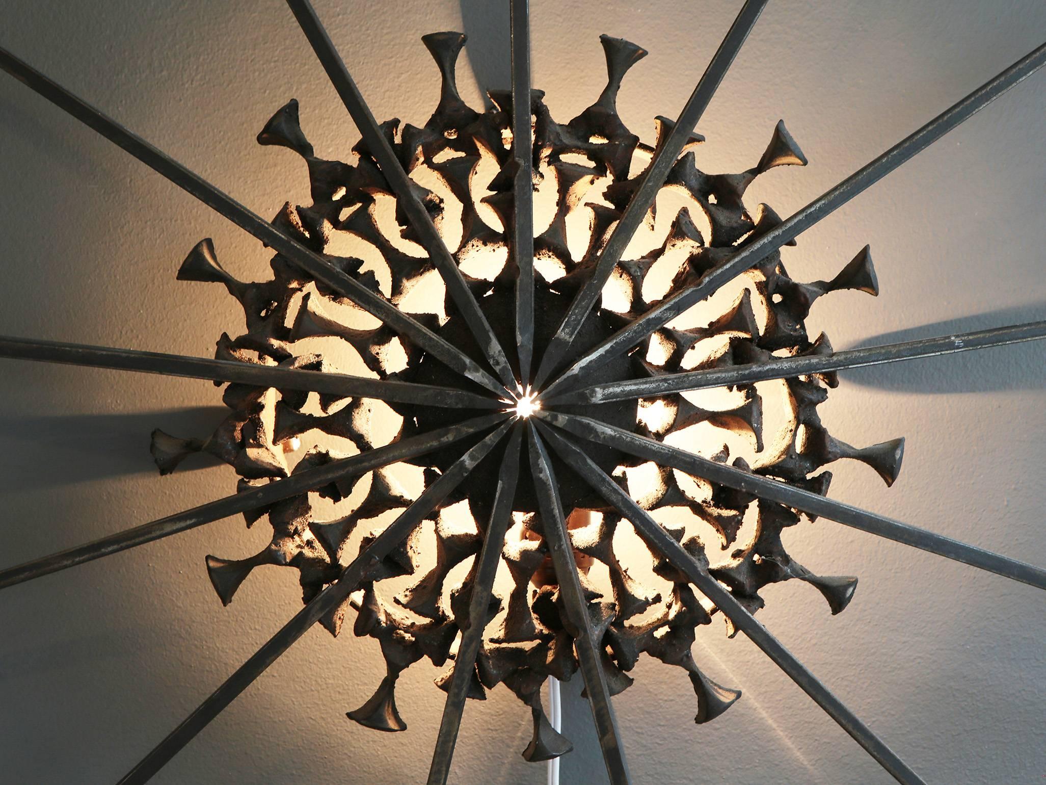 Brutalist Iron Wall Sconce Attributed to Sergio Castillo 1