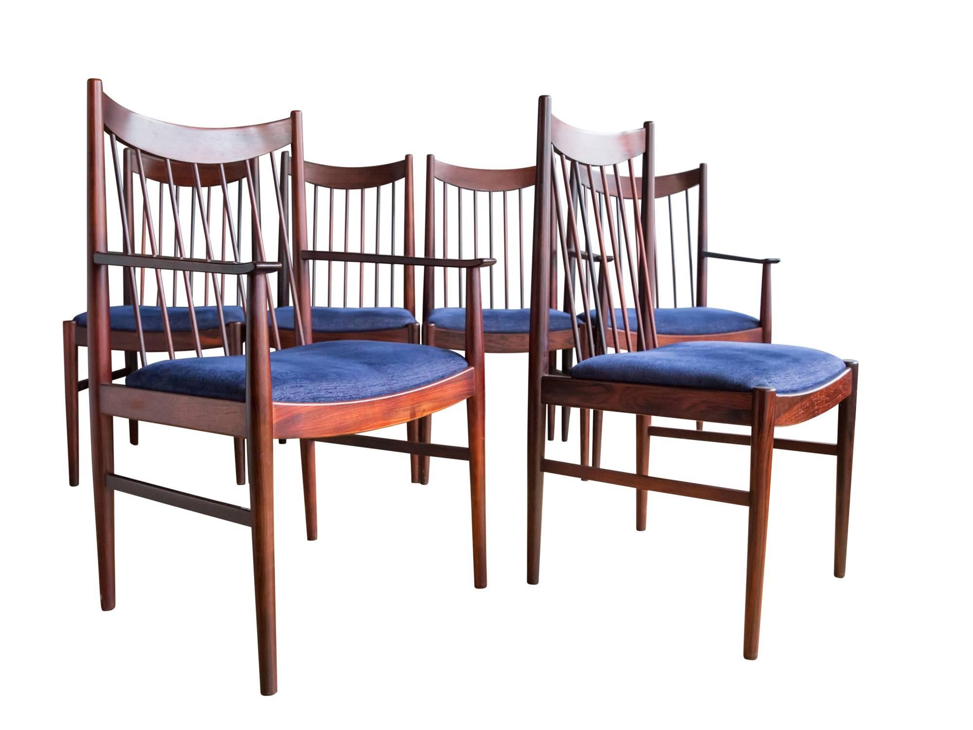 Scandinavian Modern Set of Six Arne Vodder Model 422 Rosewood Dining Chairs for Sibast