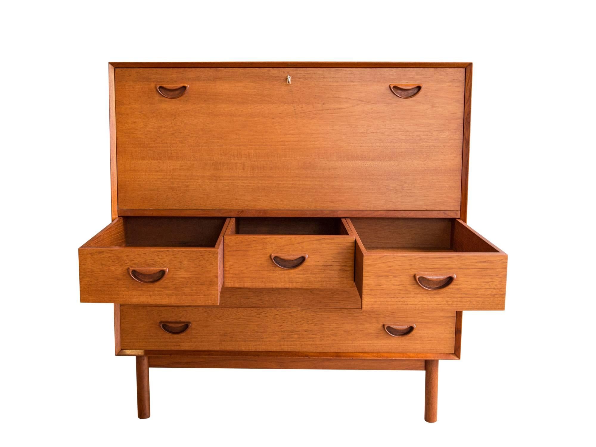 Teak Secretary Desk by Peter Hvidt & Orla Mølgaard Nielsen In Excellent Condition In Cambridge, MA