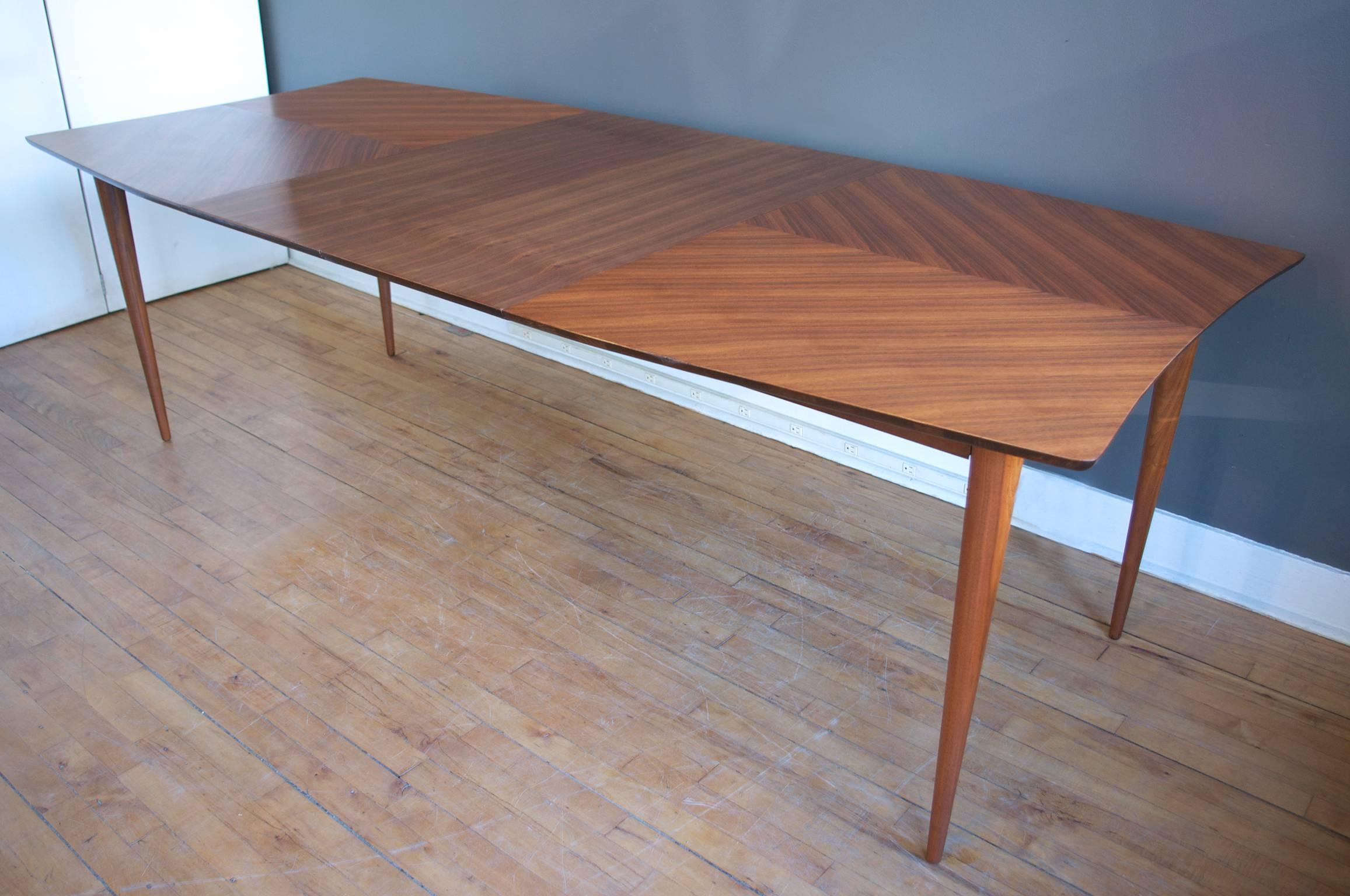 American Bleached Mahogany Expandable Dining Table by Paul Laszlo 
