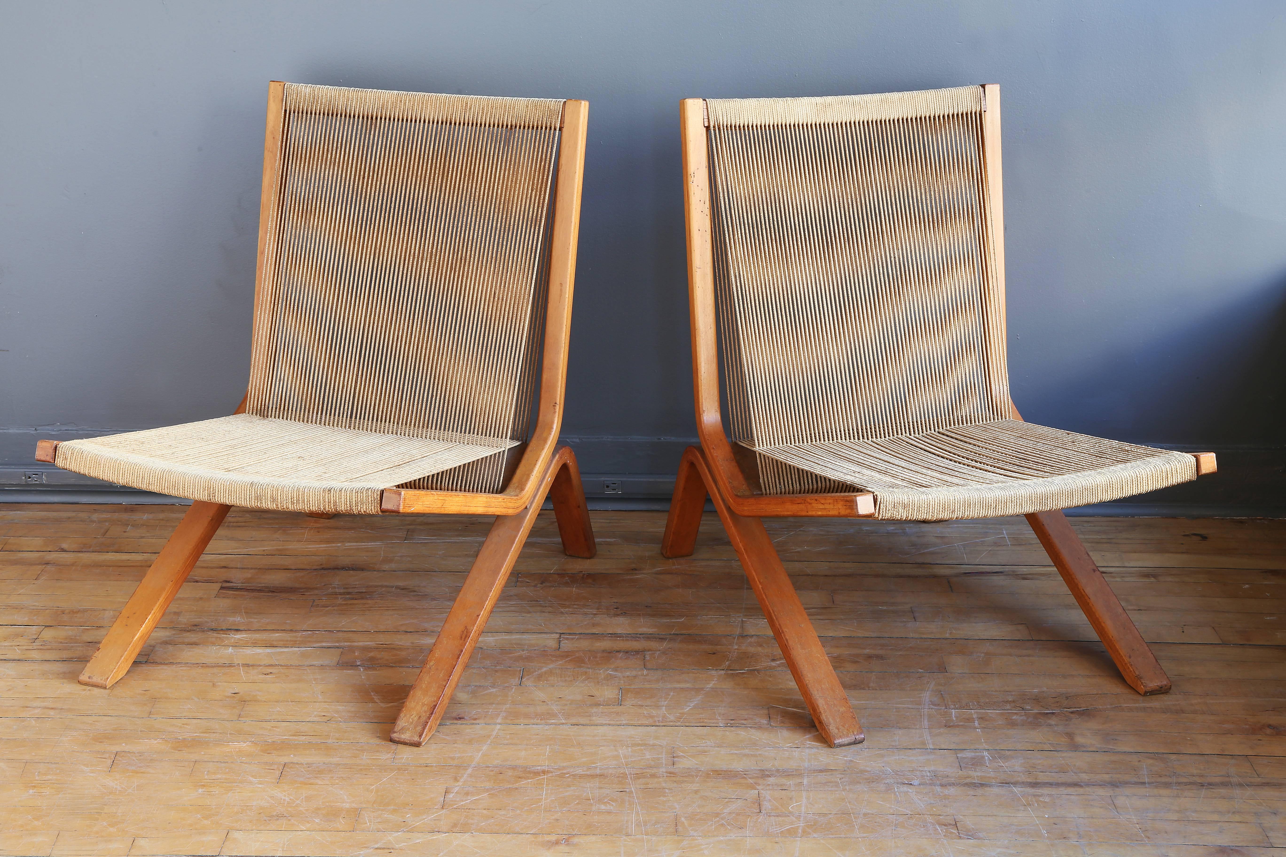 Mid-Century Modern Pair of String Chairs by Allan Gould  For Sale
