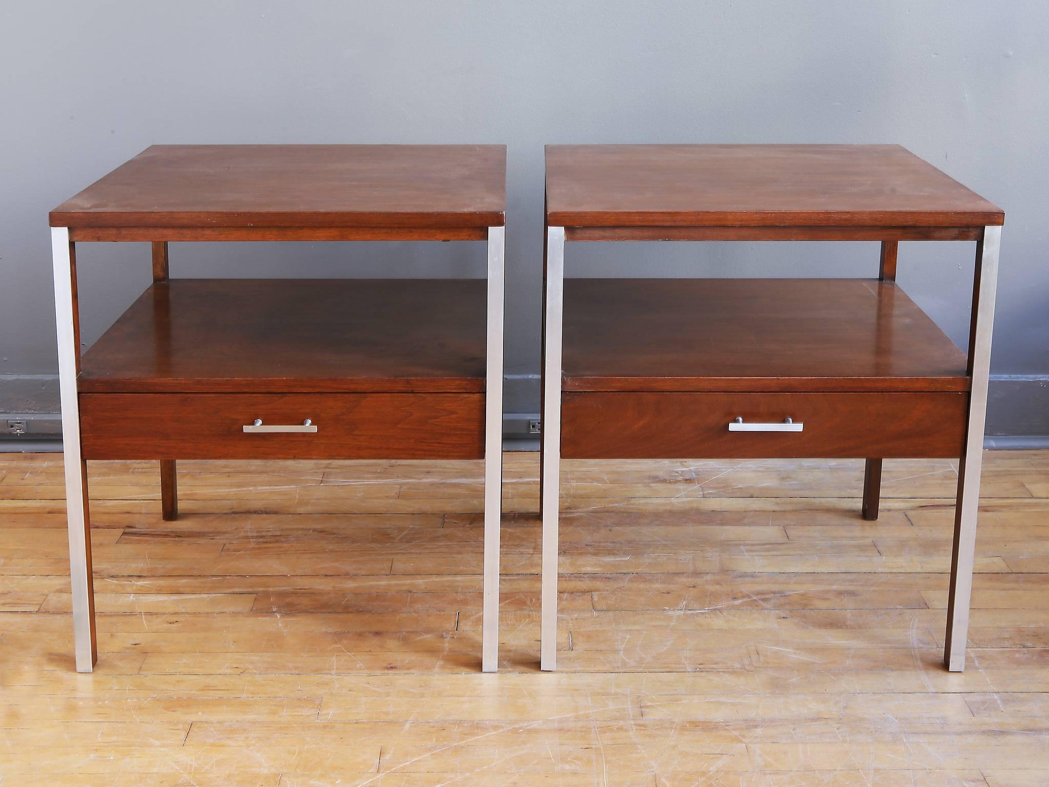 A pair of walnut and aluminum 