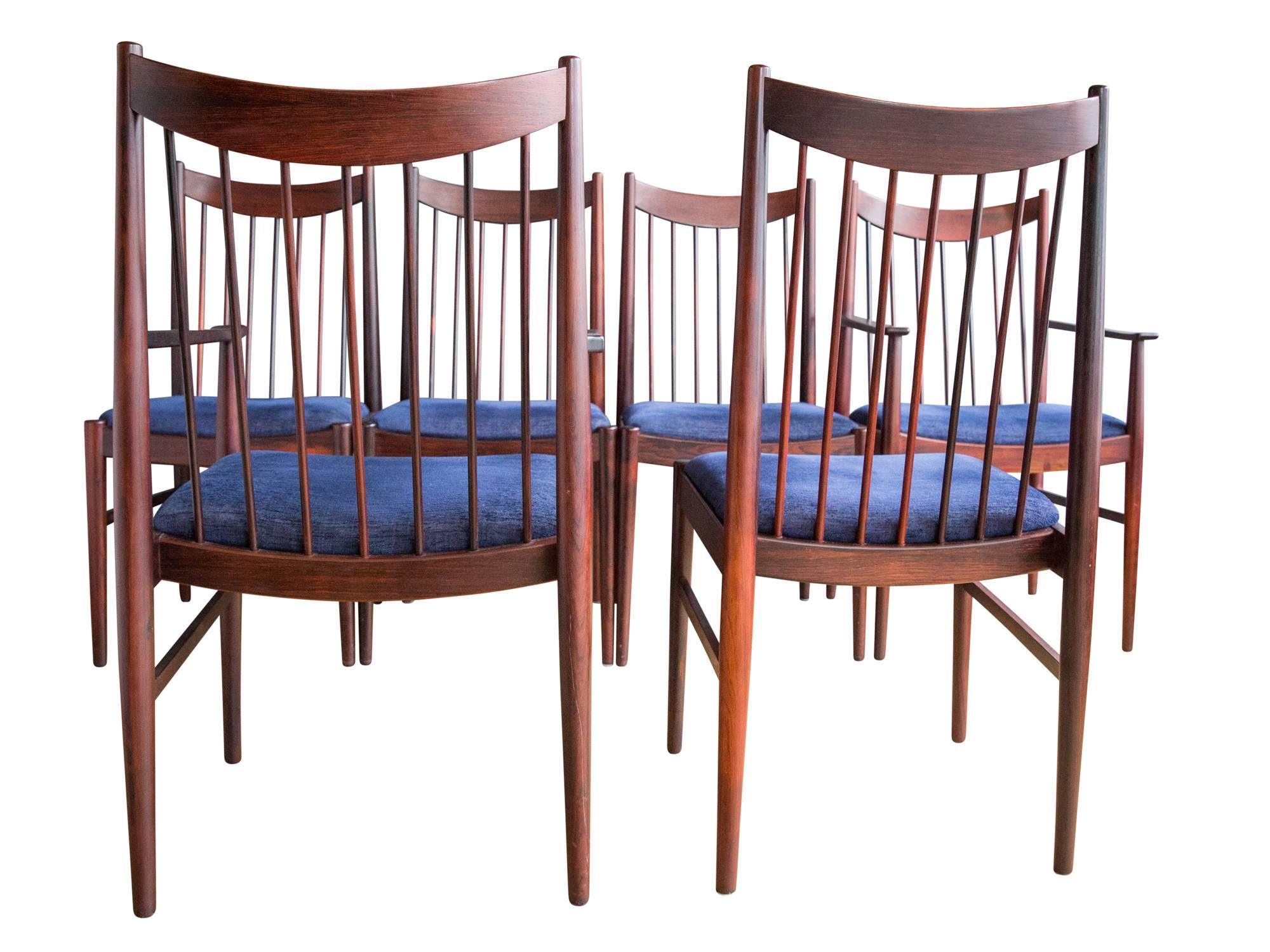 Set of Six Arne Vodder Model 422 Rosewood Dining Chairs for Sibast In Excellent Condition In Cambridge, MA