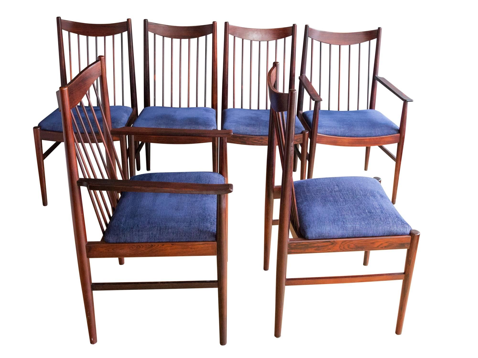 Danish Set of Six Arne Vodder Model 422 Rosewood Dining Chairs for Sibast
