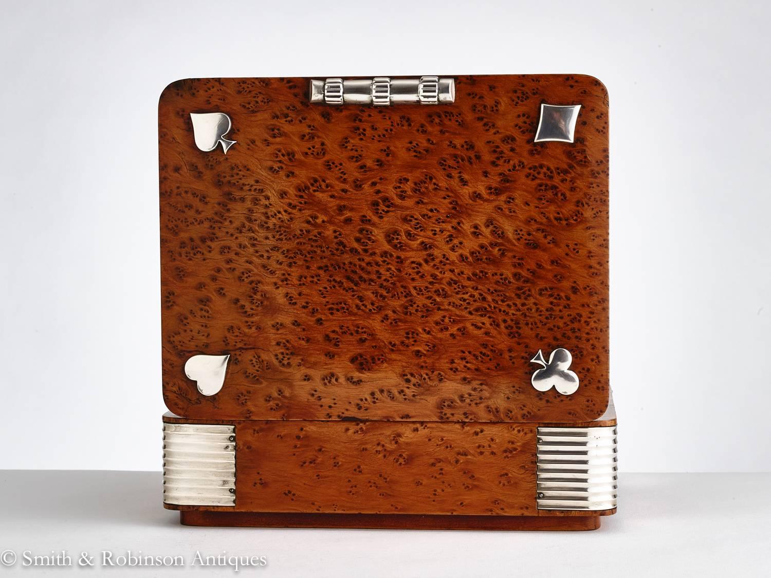 20th Century Art Deco Burr Walnut Games Box, France, circa 1925 1