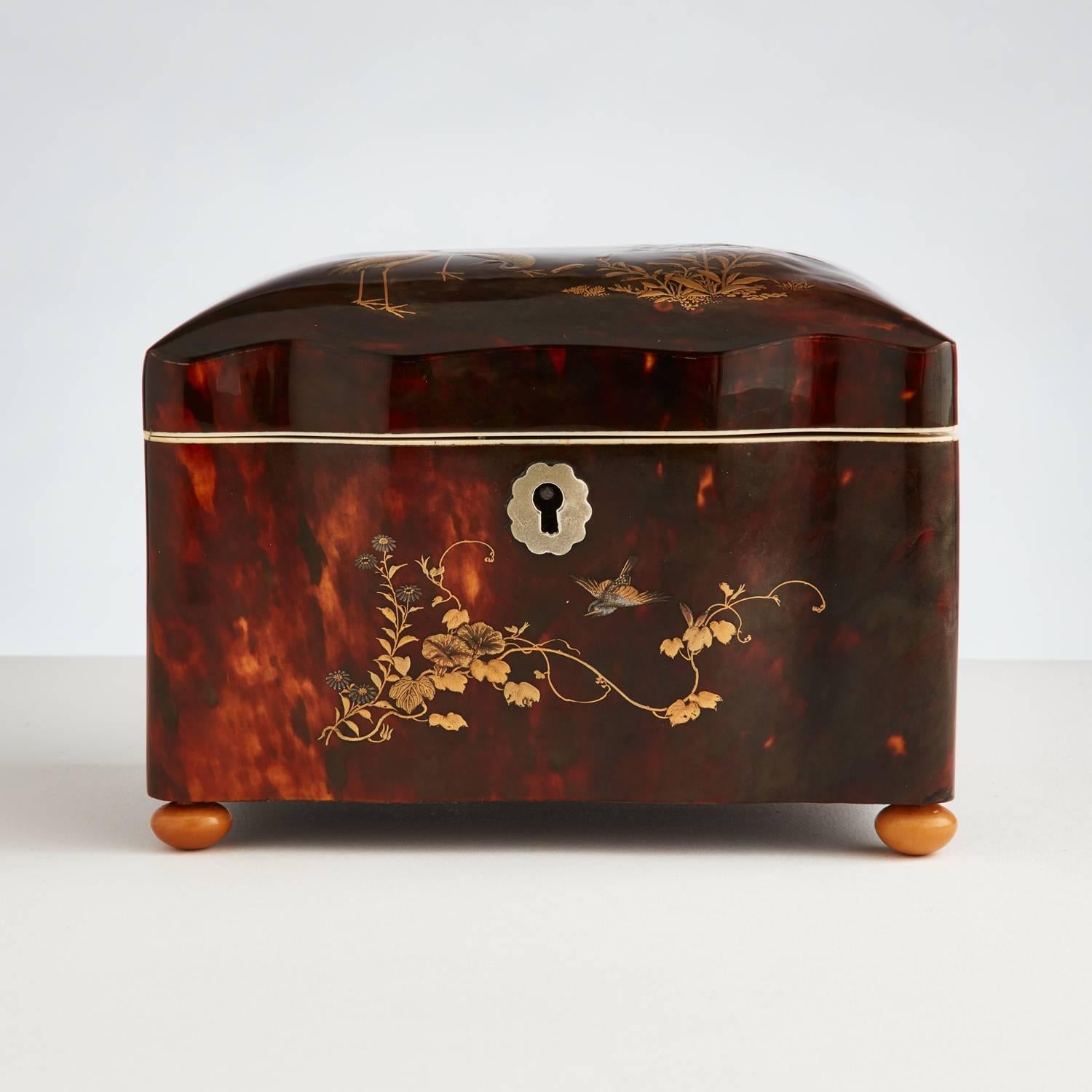 Rare Chinese Export Tortoiseshell Tea Caddy, circa 1840-1850 In Excellent Condition In London, GB