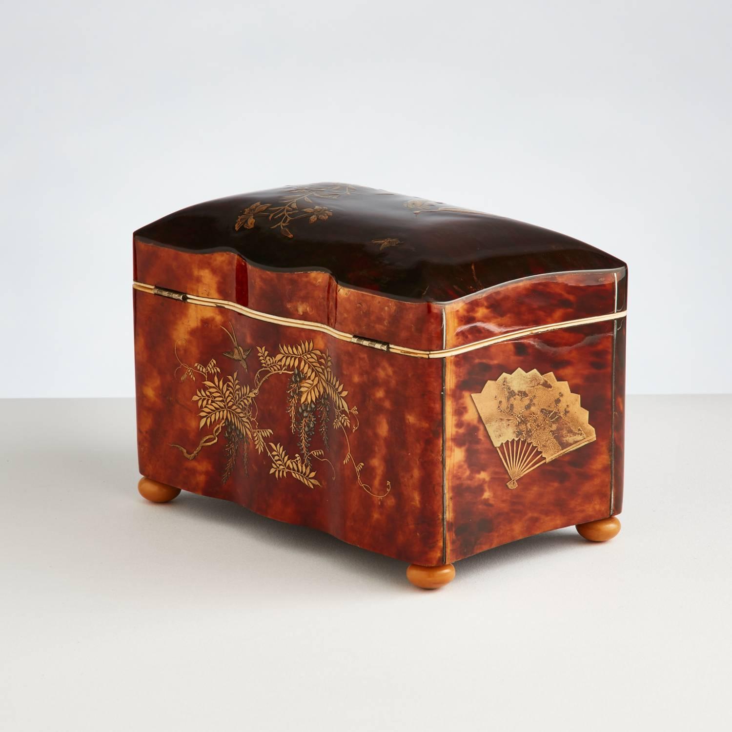 Tortoise Shell Rare Chinese Export Tortoiseshell Tea Caddy, circa 1840-1850