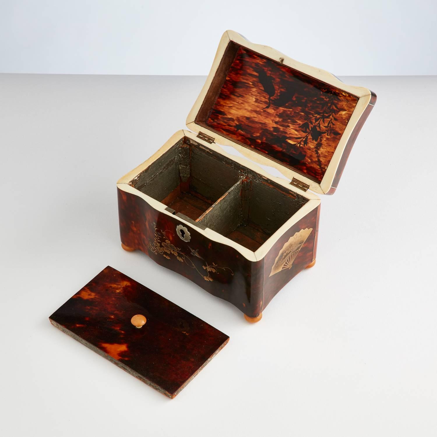 Rare Chinese Export Tortoiseshell Tea Caddy, circa 1840-1850 1