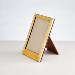 Hübscher Art Deco Fotorahmen aus Silber und gelber Emaille Birmingham:: 1924