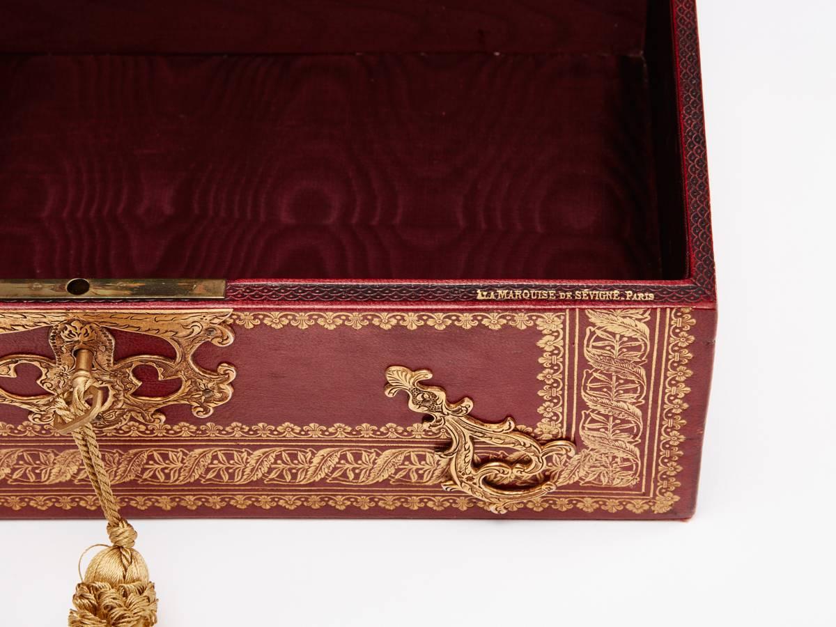 Morocco Leather Document Box with Gold Decoration, French, circa 1925-1930 2