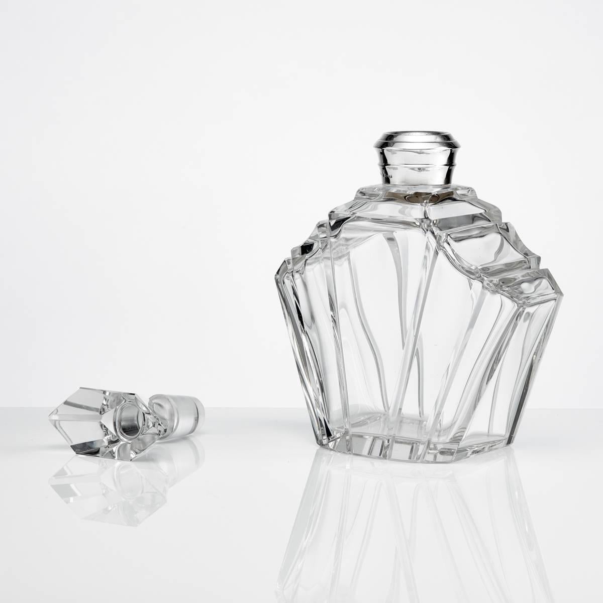 English A Art Deco Sterling Silver Mounted Decanter by Walker & Hall Birmingham, 1938