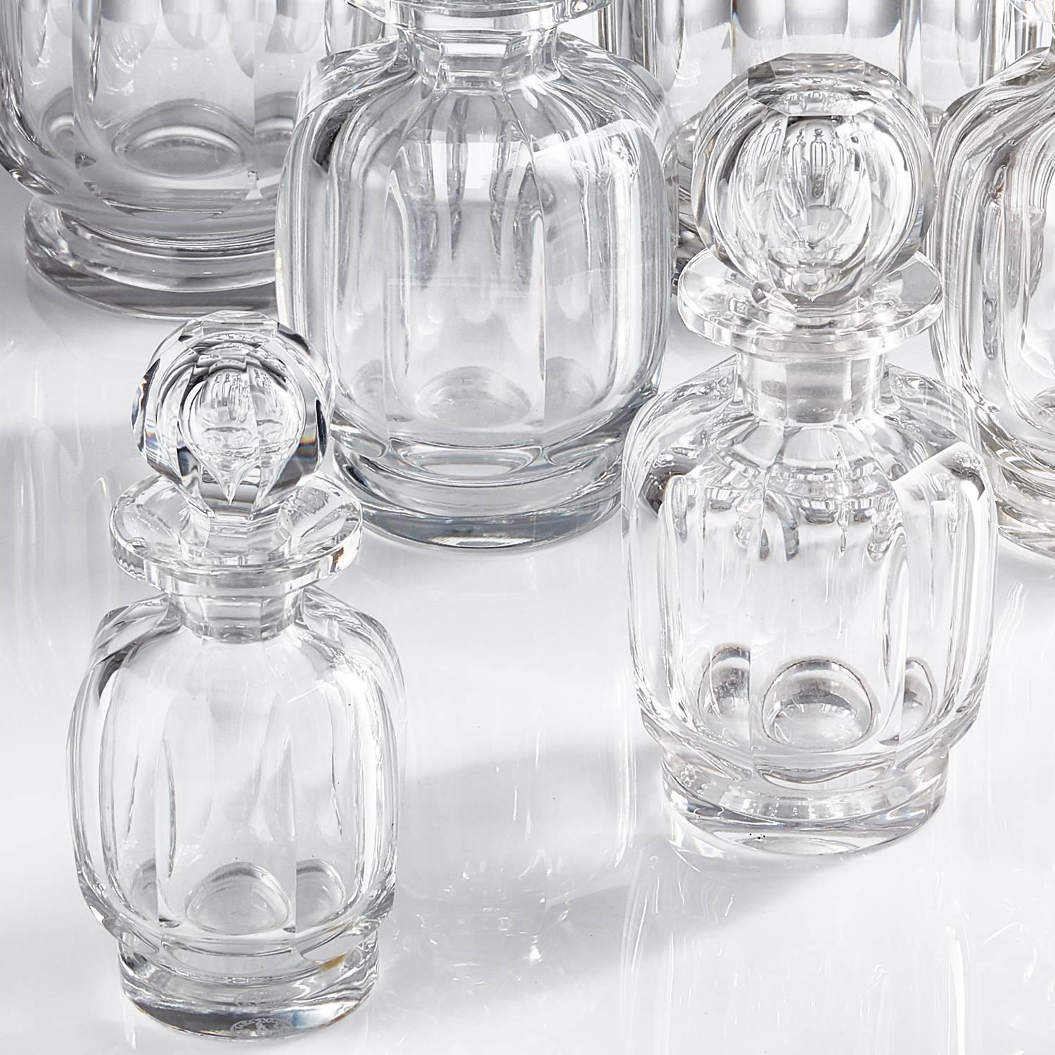 Mid-Century Modern Collection of Mid-20th Century Baccarat Glass Toiletry Bottles, circa 1950