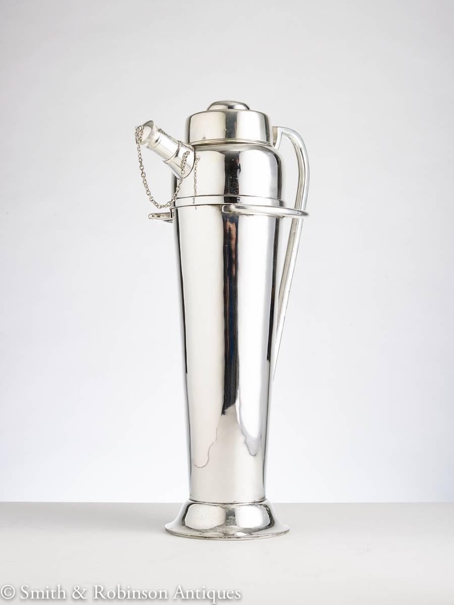A very large silver plated cocktail shaker ideal for special occasions & as a centrepiece for your cocktail bar  English c.1930.

Standing at an impressive 18