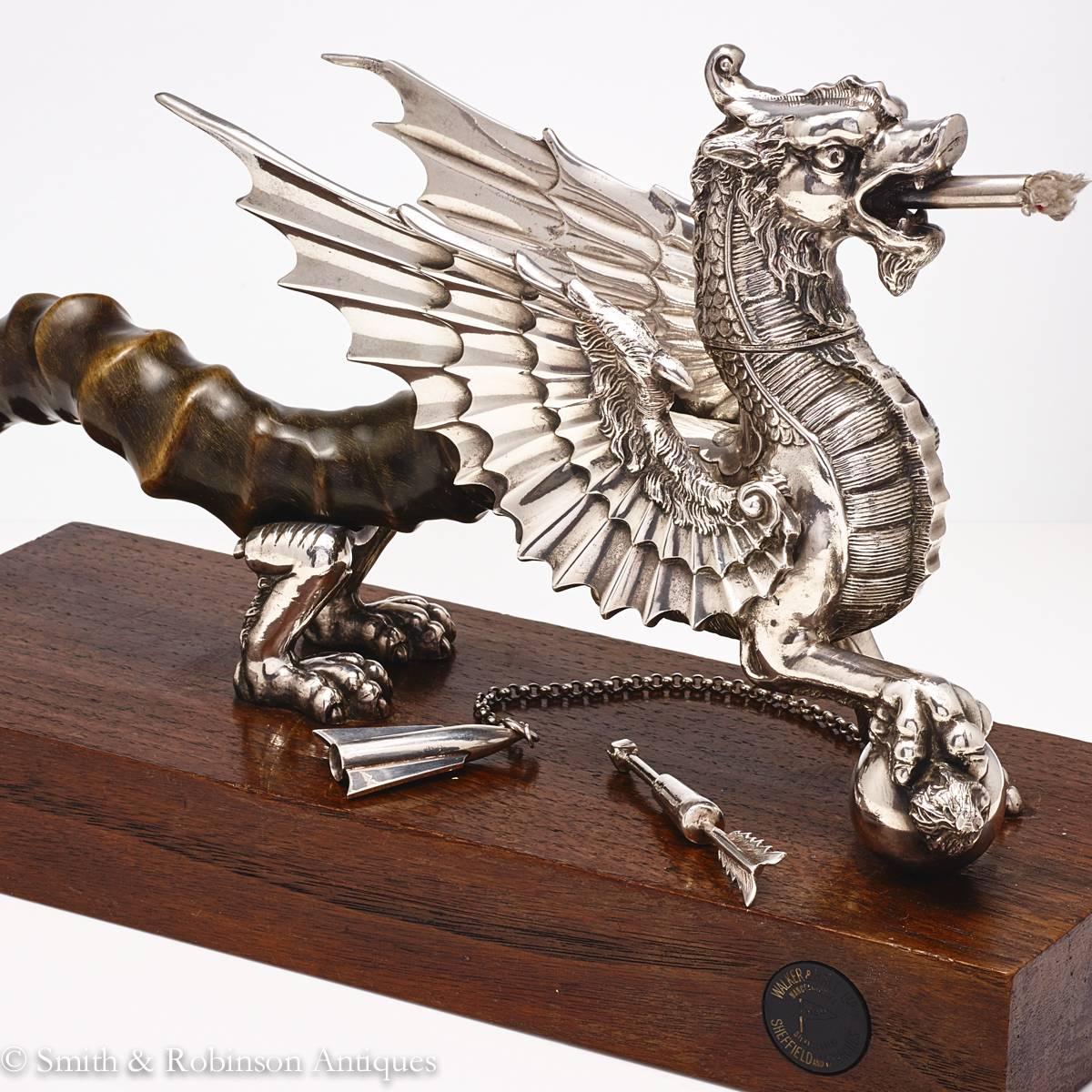 Early 20th Century Striking Table Cigar Lighter in the Form of a Dragon, English, circa 1900-1910
