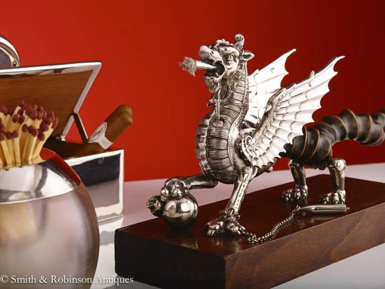 Striking Table Cigar Lighter in the Form of a Dragon, English, circa