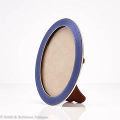Great Quality Blue Art Deco Silver and Enamel Photo Frame, circa 1930