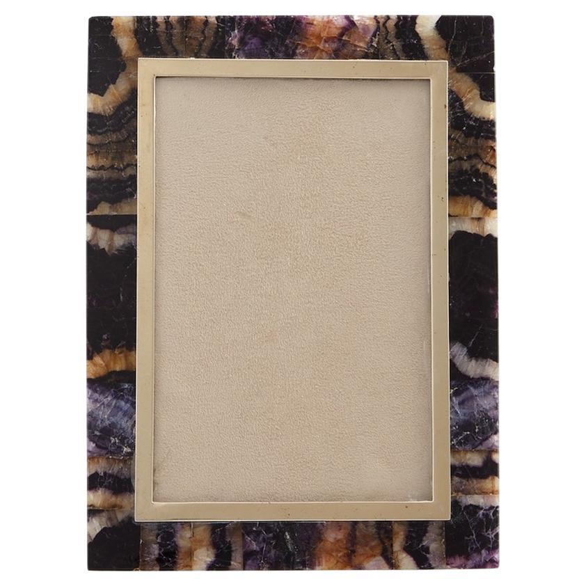 20th Century Onyx Picture Frame with Blue John Decoration England Circa 1960   For Sale