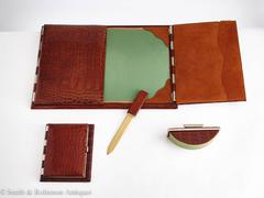 Beautiful Art Deco Crocodile Desk Set, French c.1935