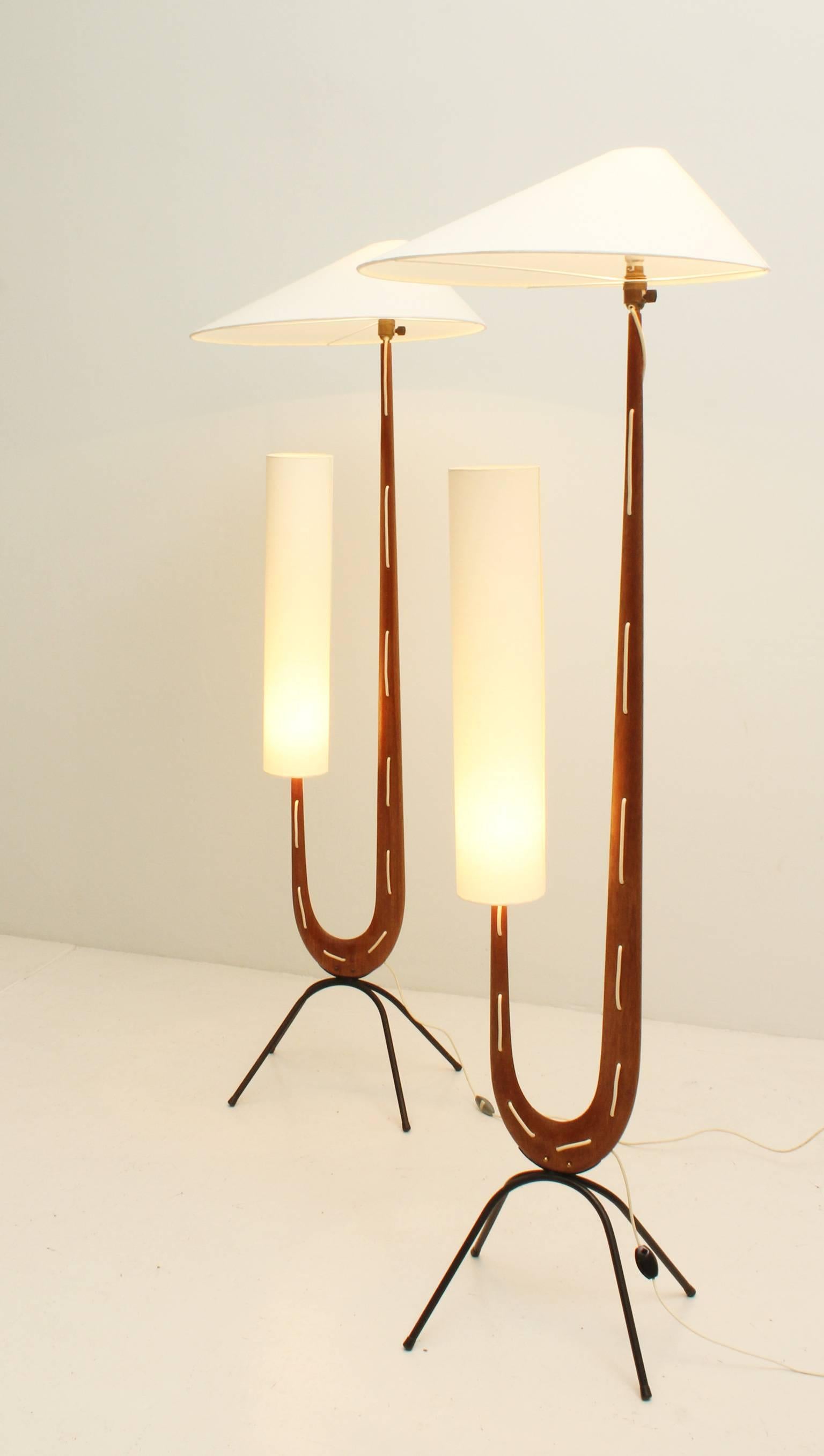 Mid-20th Century Pair of Giraffe Floor Lamps by Jean Rispal