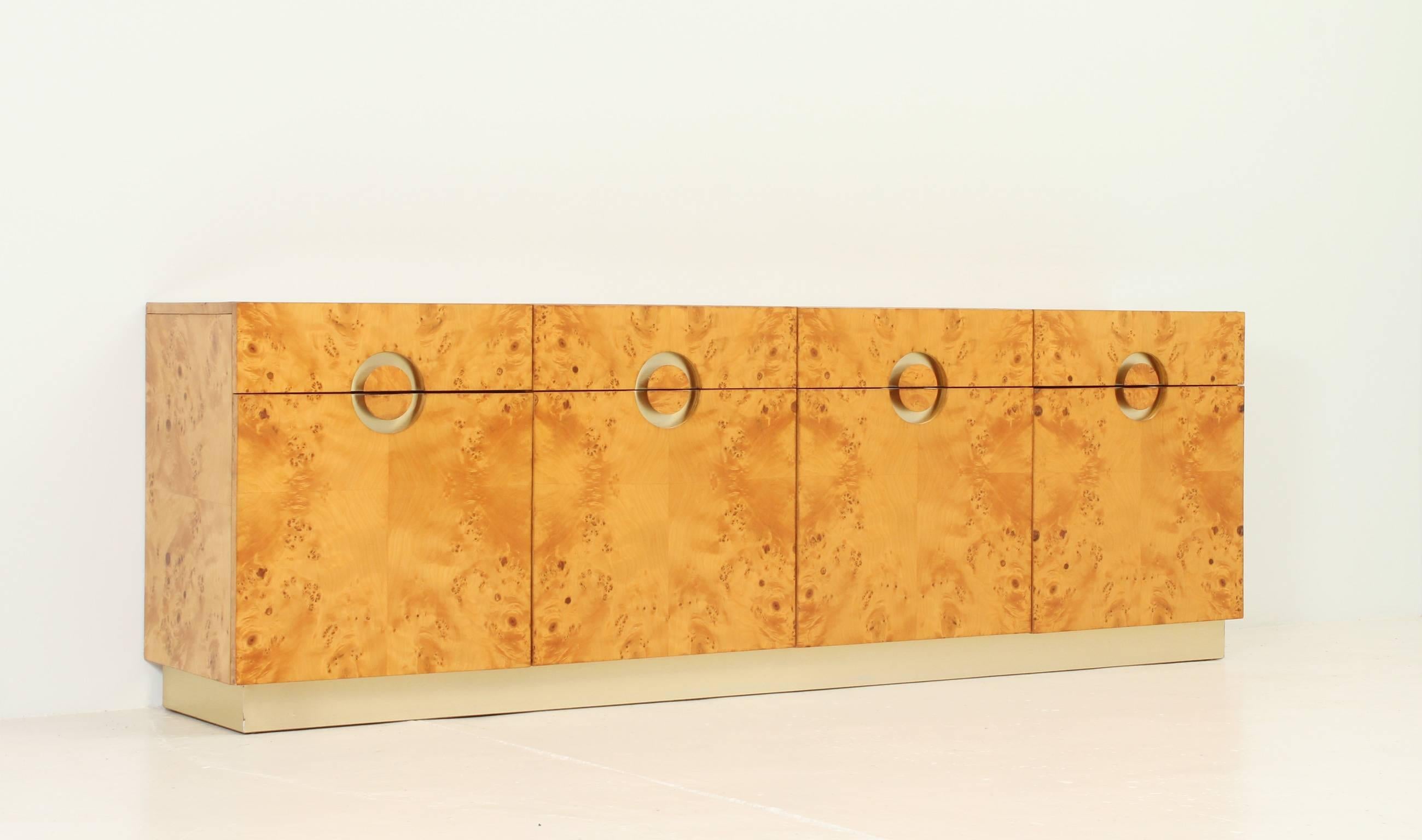 Italian Burl Wood Sideboard in the Manner of Willy Rizzo For Sale 3