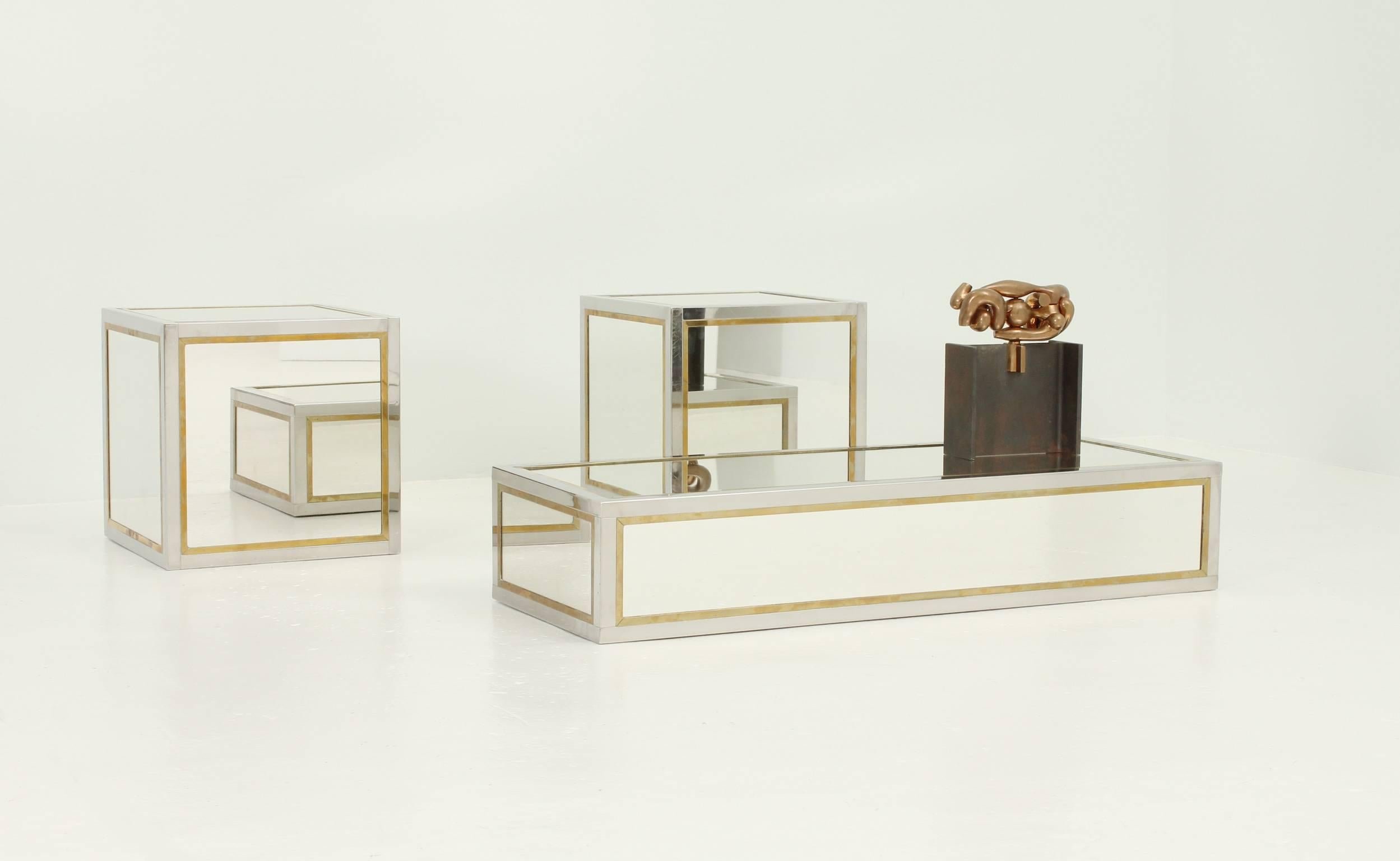 Set of Mirrored Cubes Pedestals or Tables 3