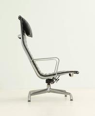 Black Leather EA124 Lounge Chair by Charles Eames