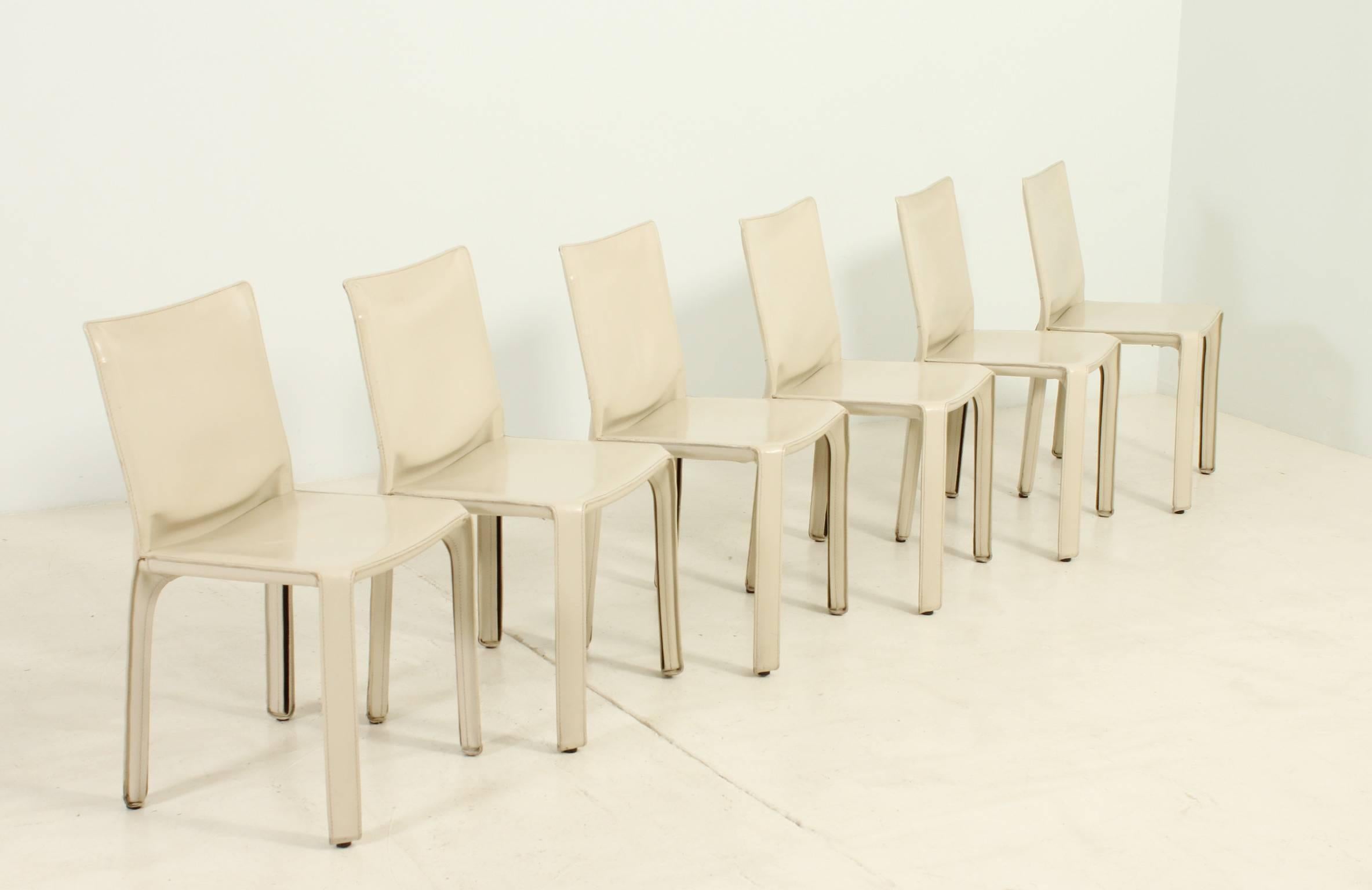 Italian Set of Six Cab Chairs by Mario Bellini