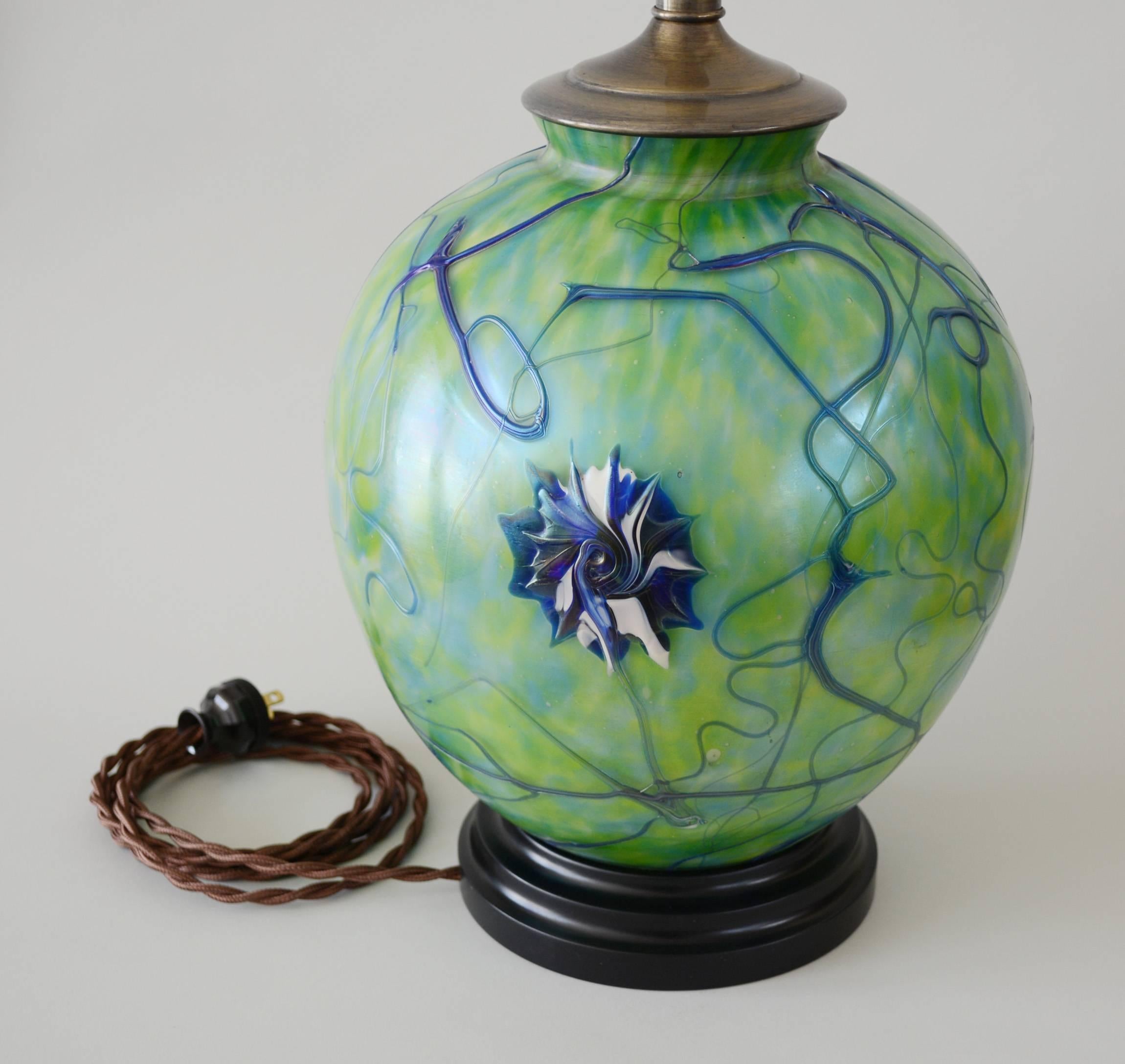 Art Nouveau Kralik Art Glass Table Lamp