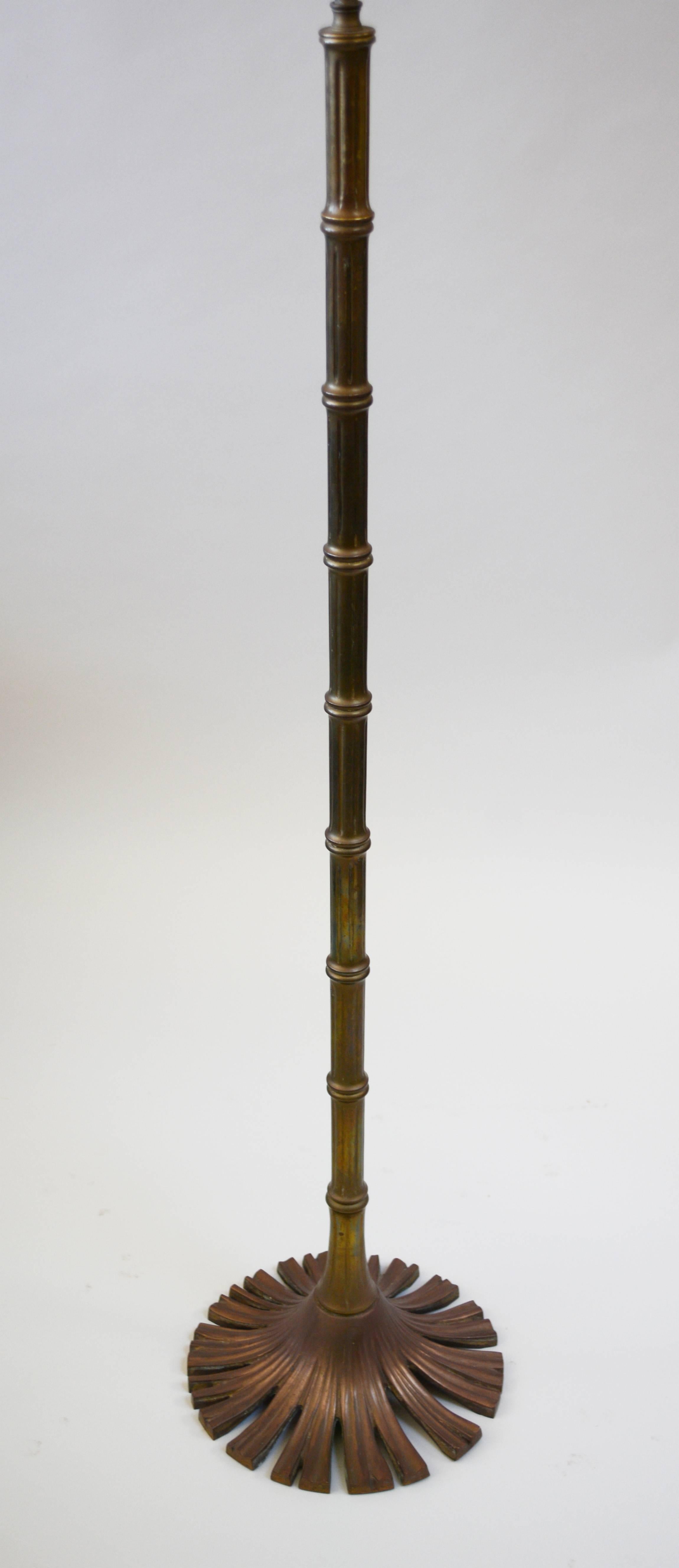 Solid brass bamboo floor lamp by Chapman. This lamp has developed a nice patina over time. 