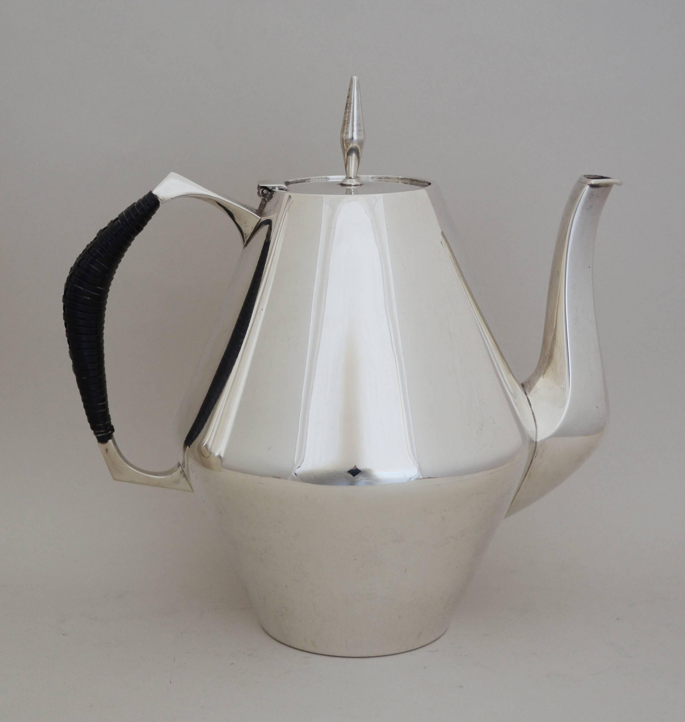 Mid-Century Modern Diamond Sterling Coffee and Tea Service by John Prip