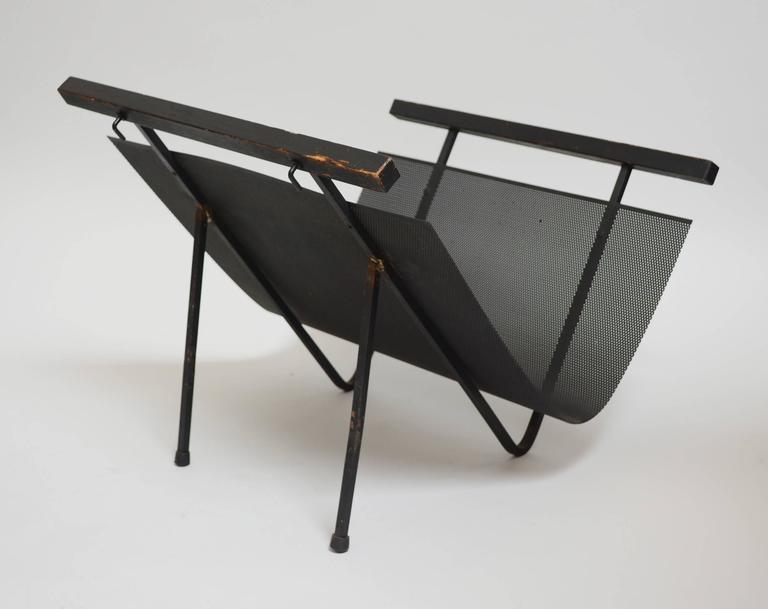 Modernist Perforated Steel Magazine Rack at 1stDibs
