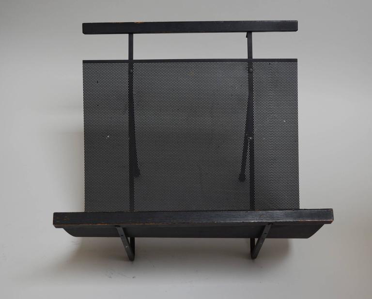 Modernist Perforated Steel Magazine Rack at 1stDibs