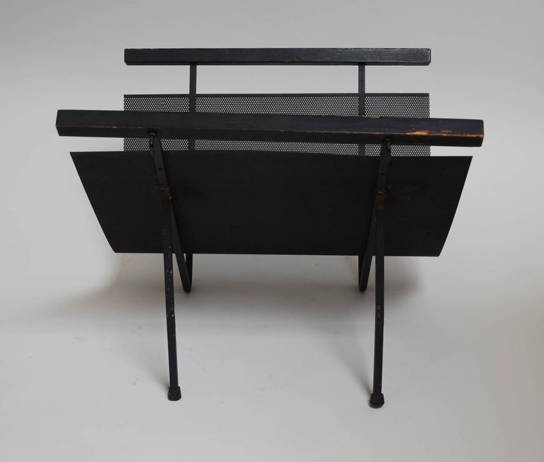 Modernist Perforated Steel Magazine Rack at 1stDibs