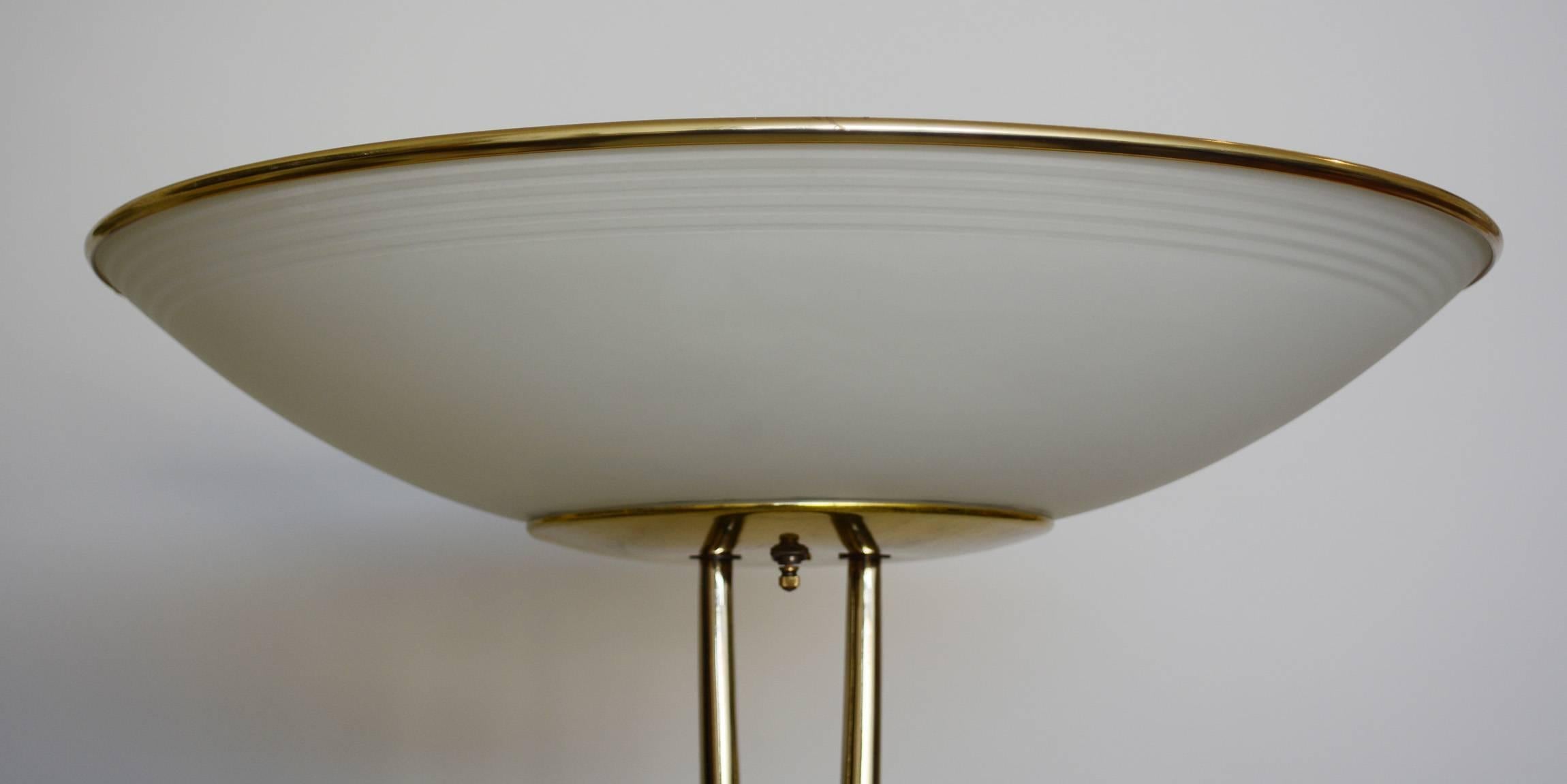 Plated Laurel Brass and Walnut Floor Lamp