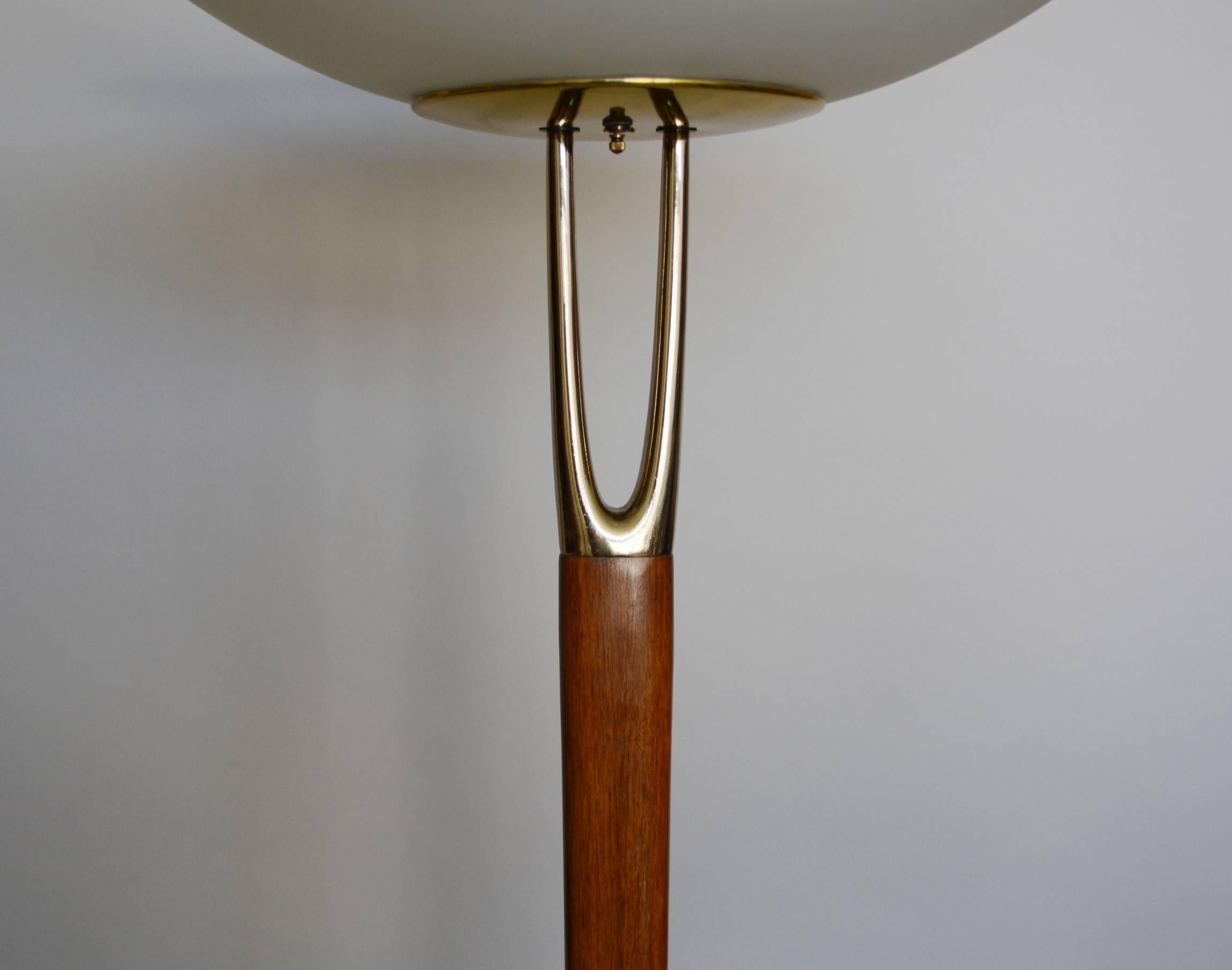 American Laurel Brass and Walnut Floor Lamp