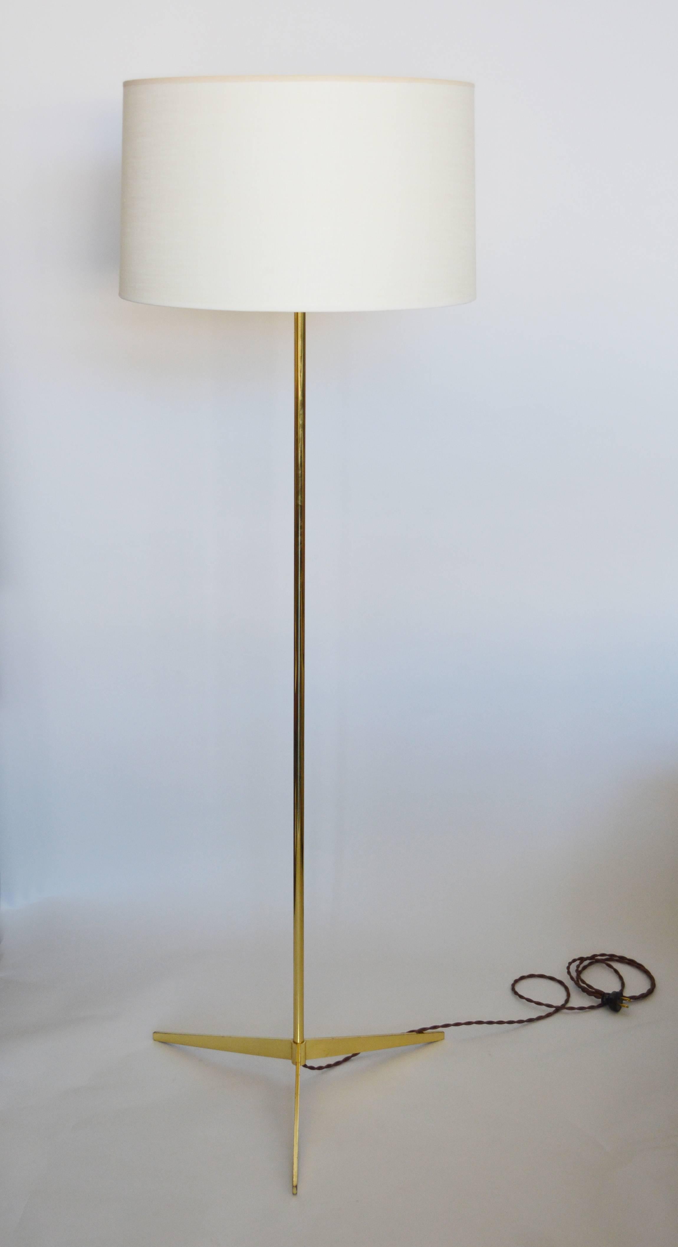 Mid-Century Modern Modernist Brass Floor Lamp in the Style of Paul McCobb