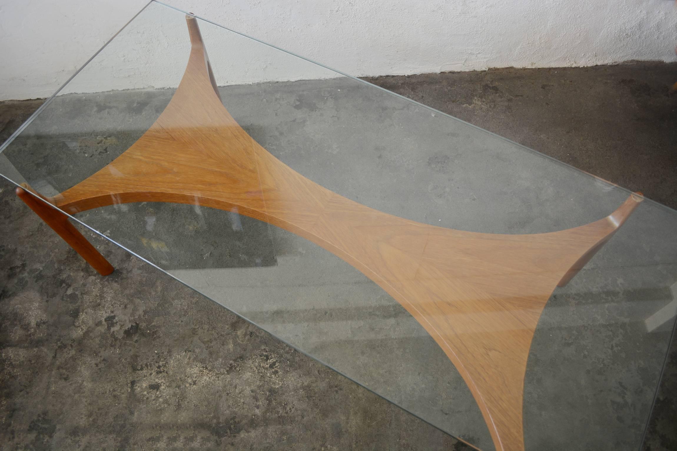Glass Sculptural Teak Coffee Table by Sven Ellekaer for Christian Linneberg