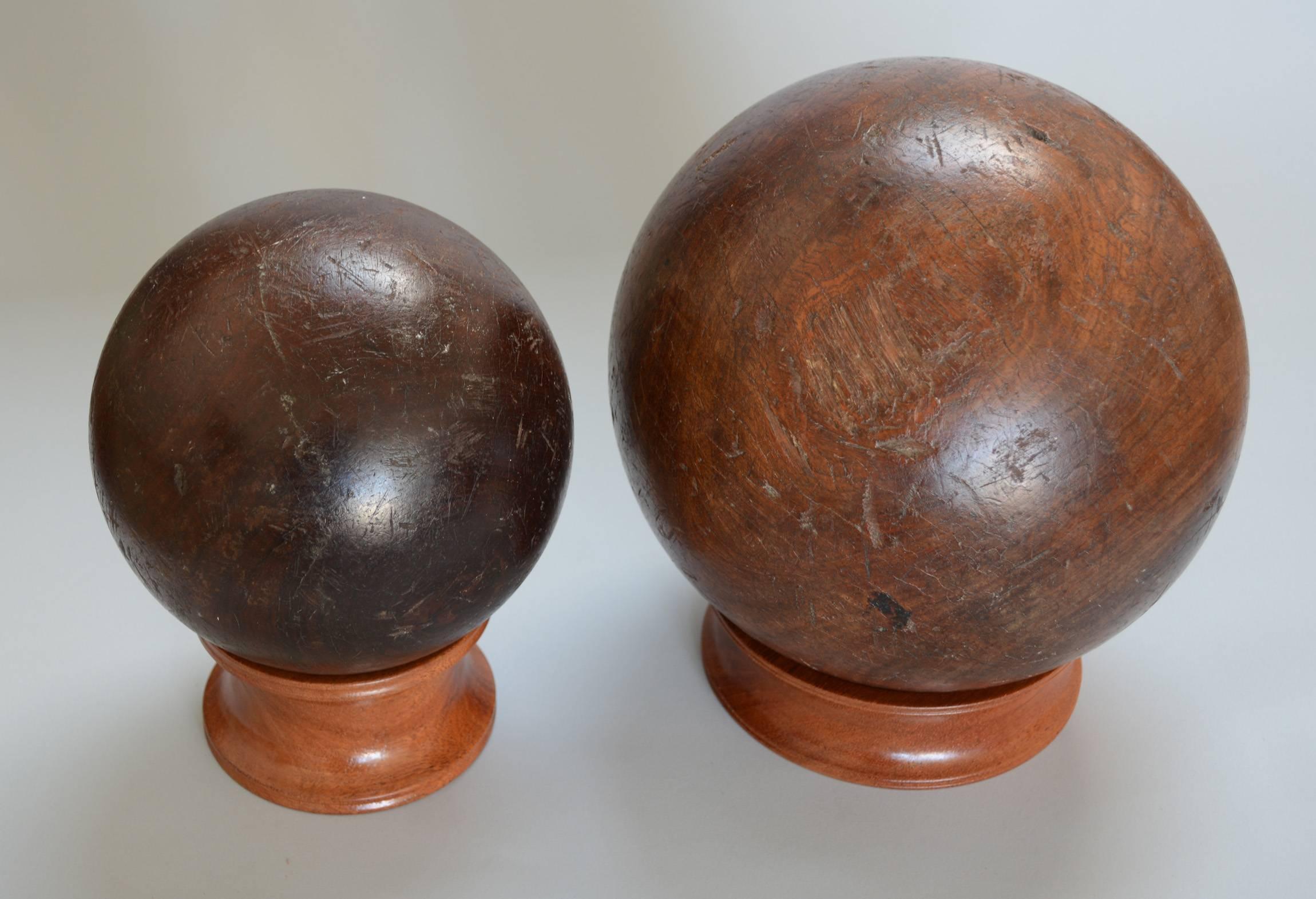 antique wooden bowling ball