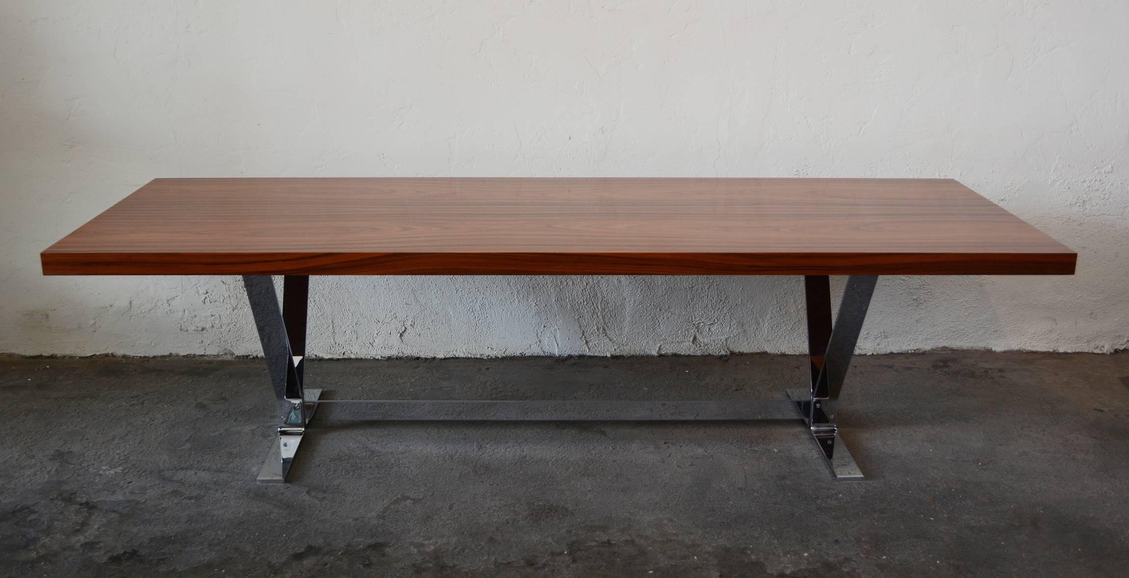 Mid-Century Modern Heltborg Møbler Rosewood and Chrome Coffee Table For Sale