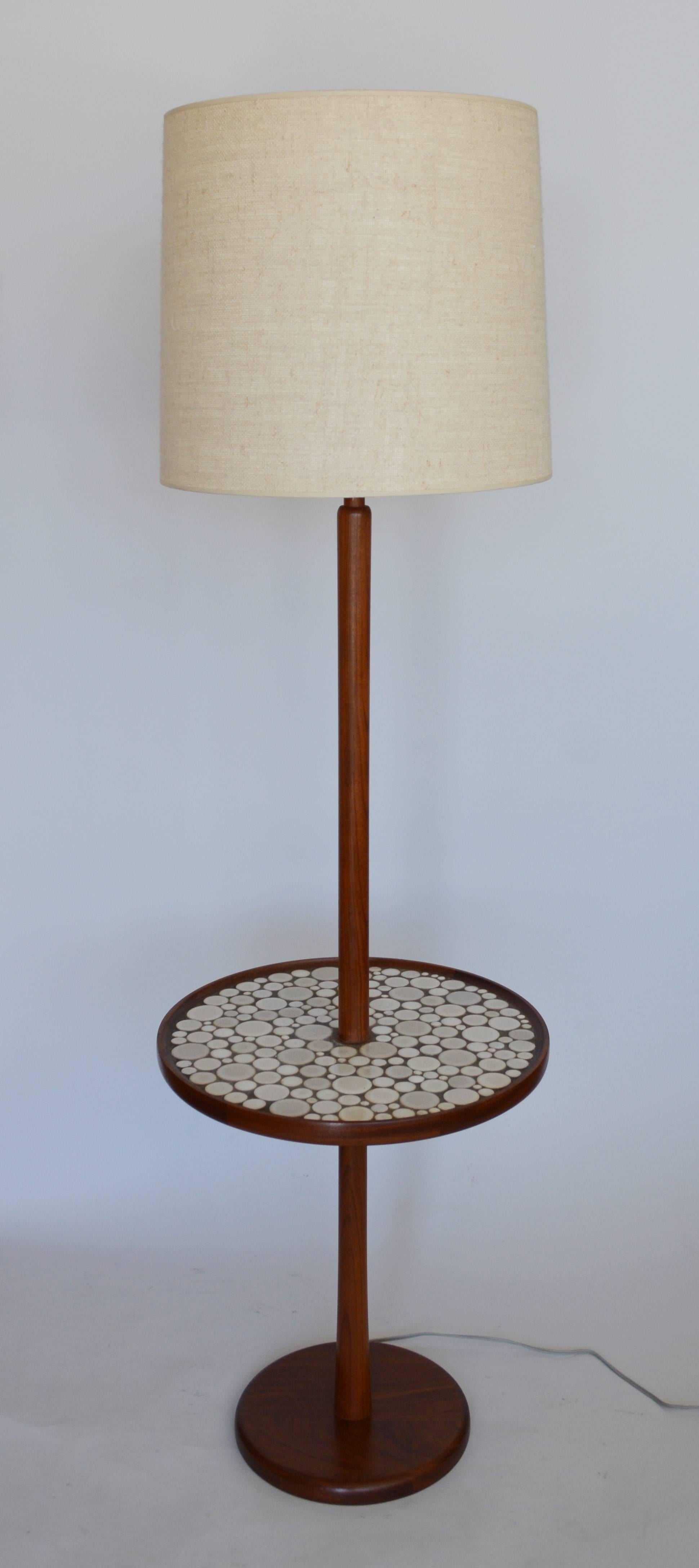 Mid-20th Century Gordon and Jane Martz Walnut Floor Lamp with Ceramic Tiles