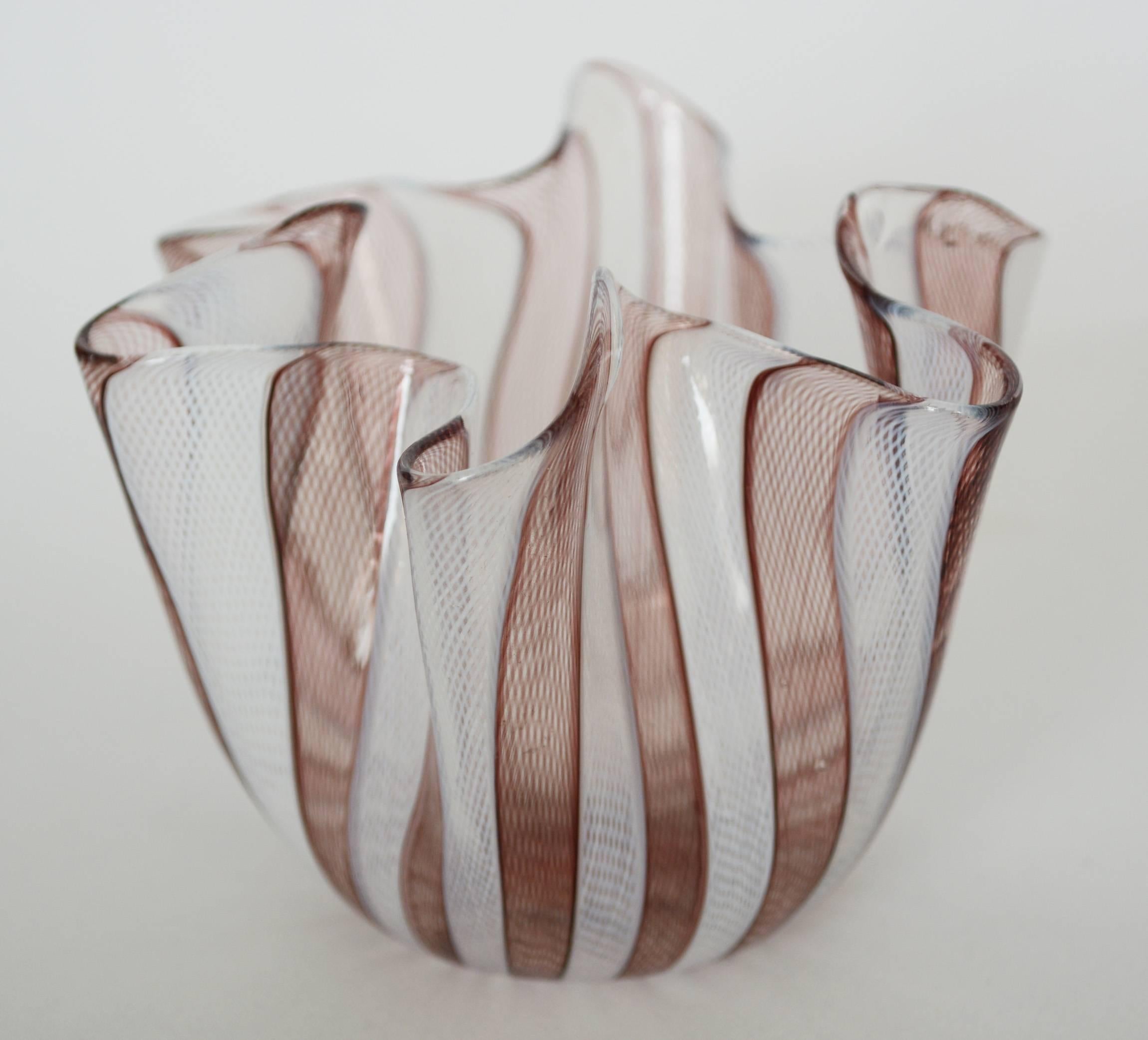 Italian Pair of Venini Fazzoletto Handkerchief Vases