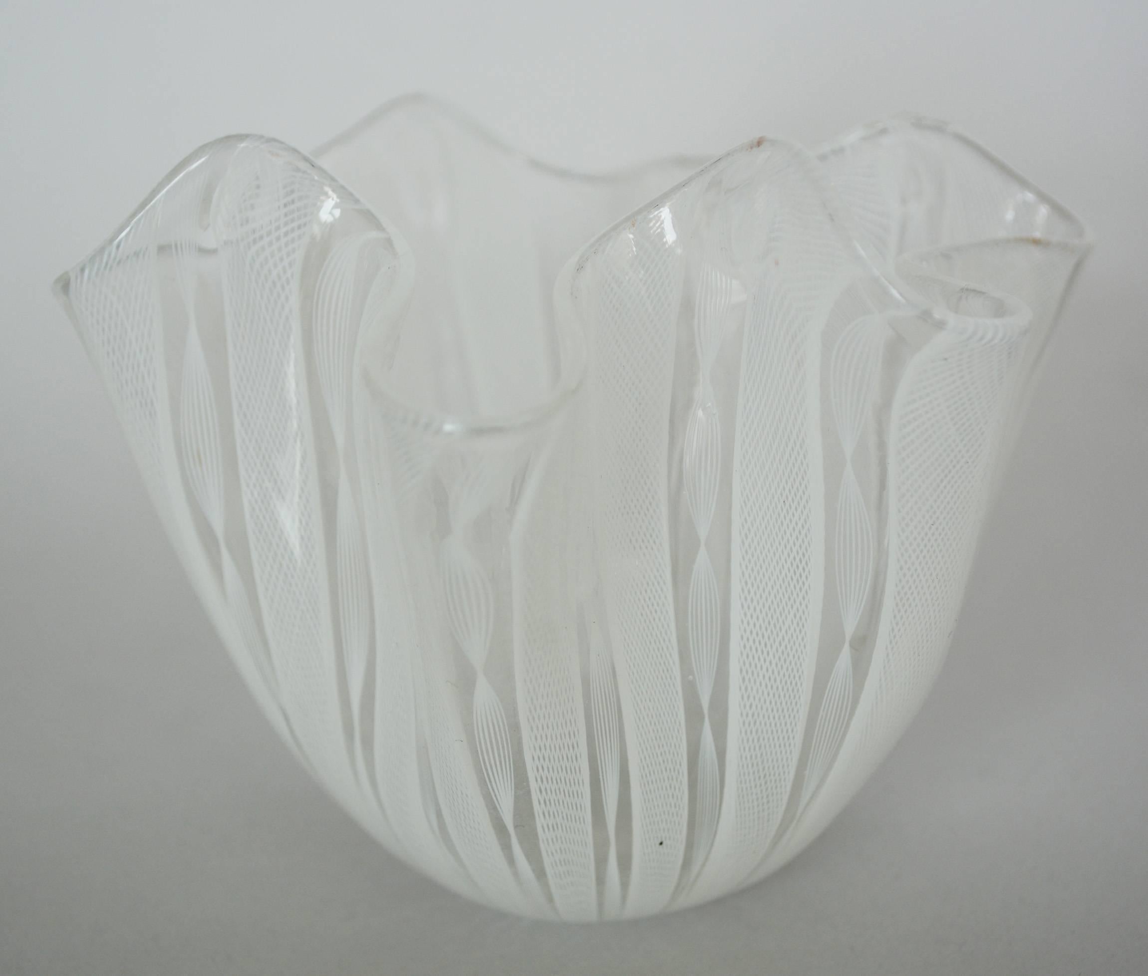 Mid-20th Century Pair of Venini Fazzoletto Handkerchief Vases