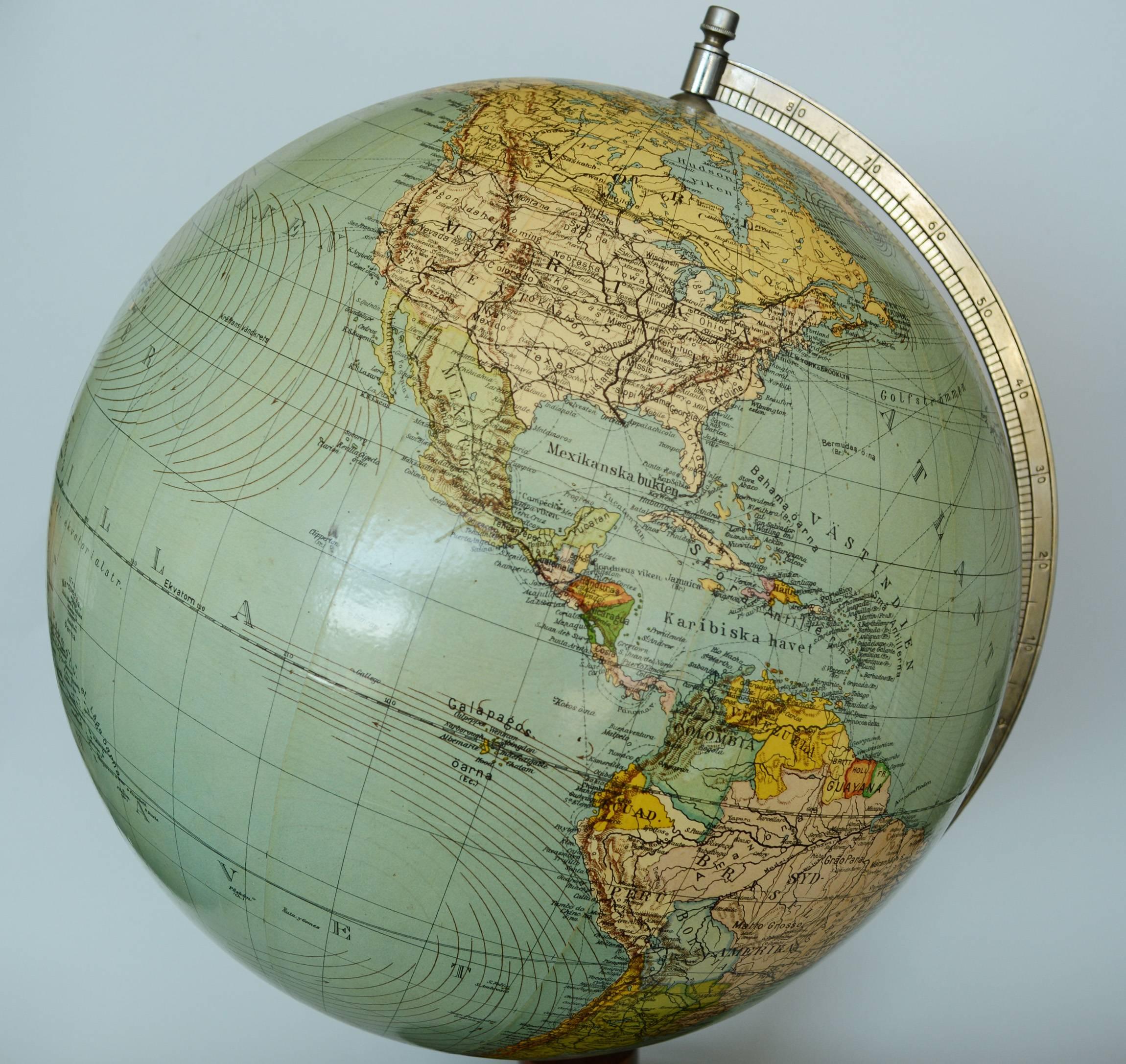 Swedish Terrestrial Globe by Columbus-Jordglob In Good Condition In San Mateo, CA