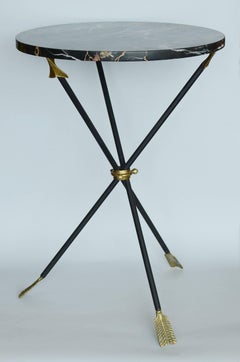 Italian Arrow Side Table with Nero Oro Marble Top