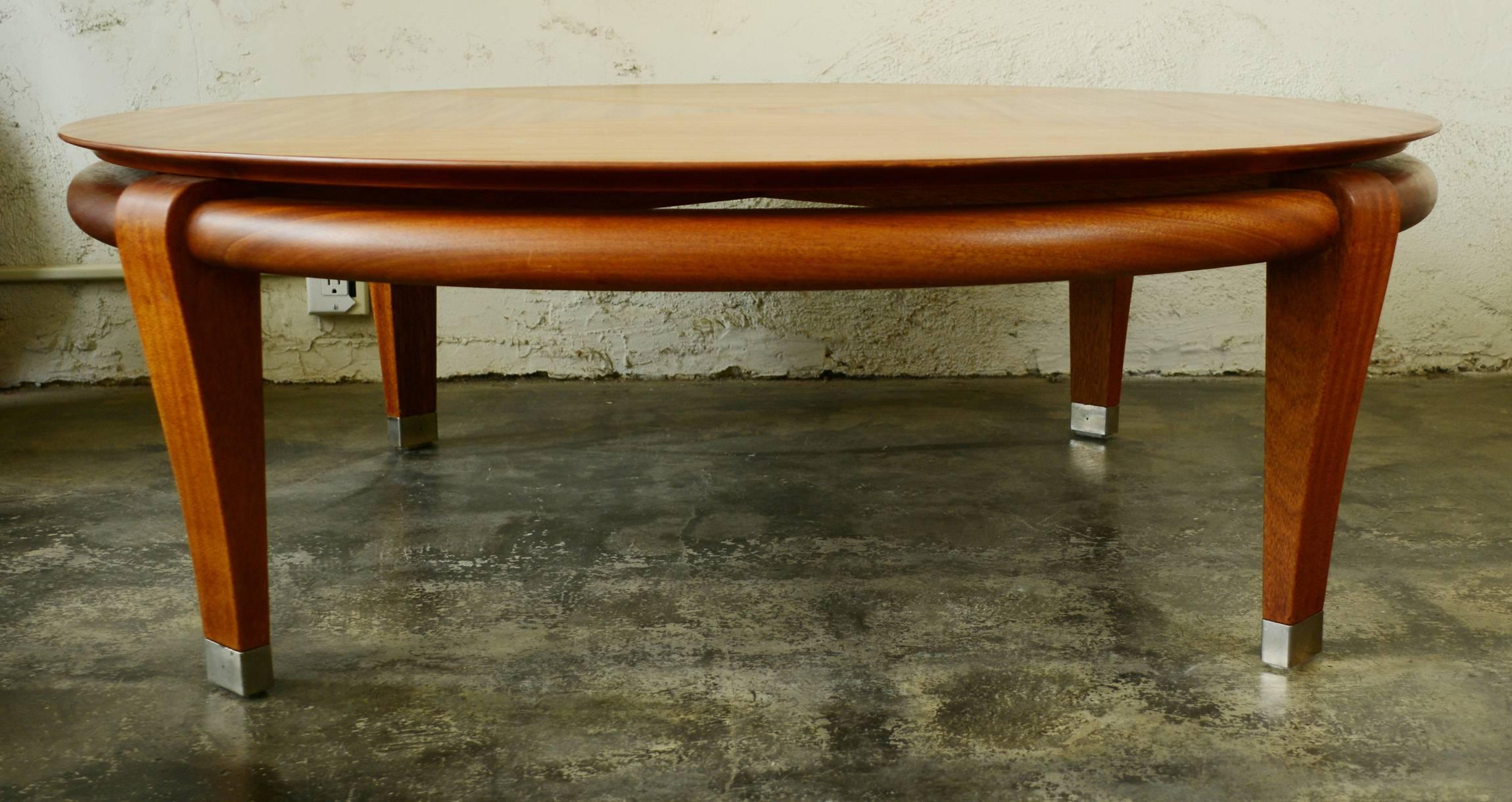 Mid-Century Modern Brown Saltman Mahogany Coffee Table by Paul Laszlo
