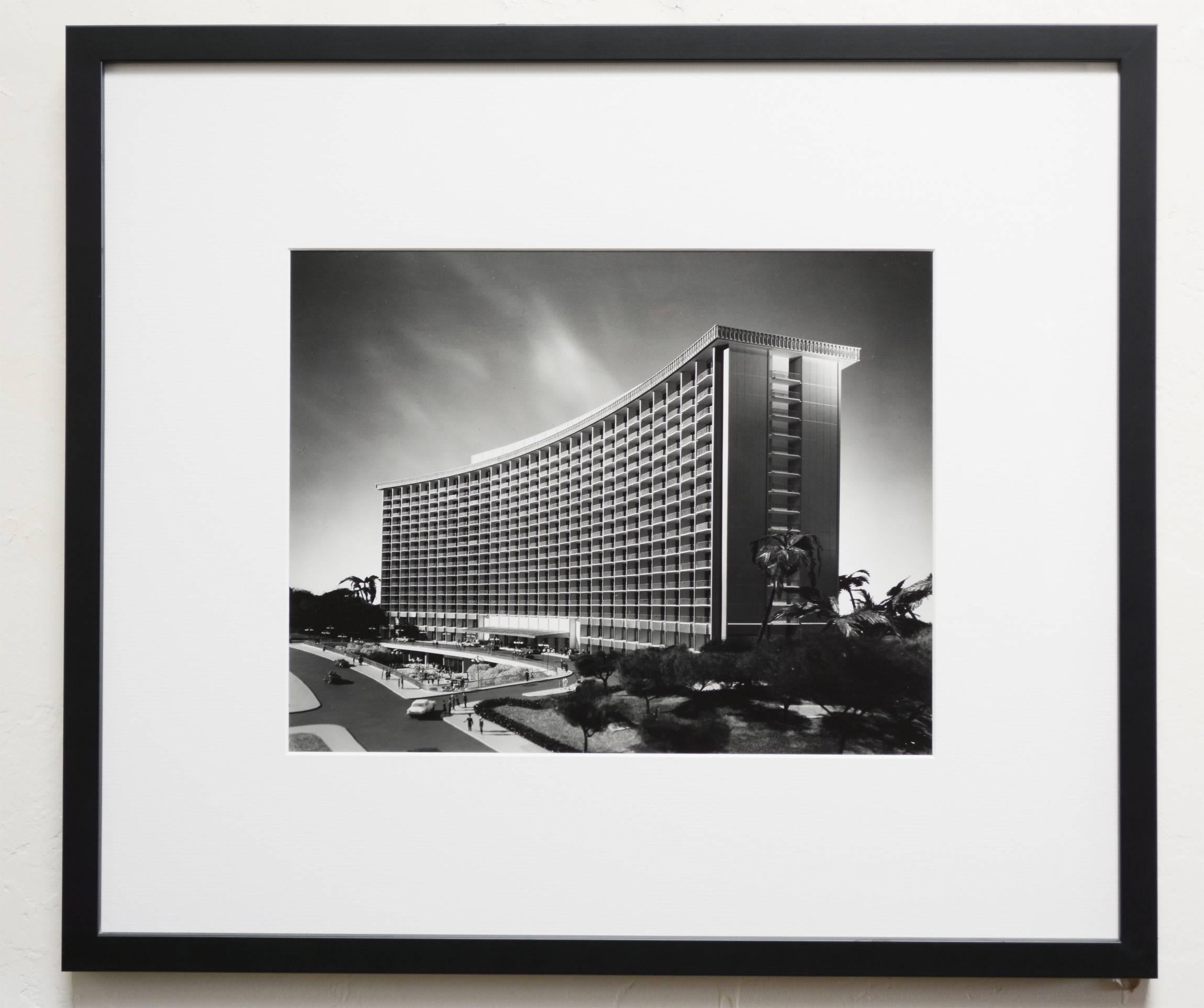 Vintage photo of the architectural model for the Century Plaza Hotel in Los Angeles taken by Balthazar Korab. The building was designed Minoru Yamasaki in 1966. This is from a portfolio of photos from the architects office. The photo has Balthazar