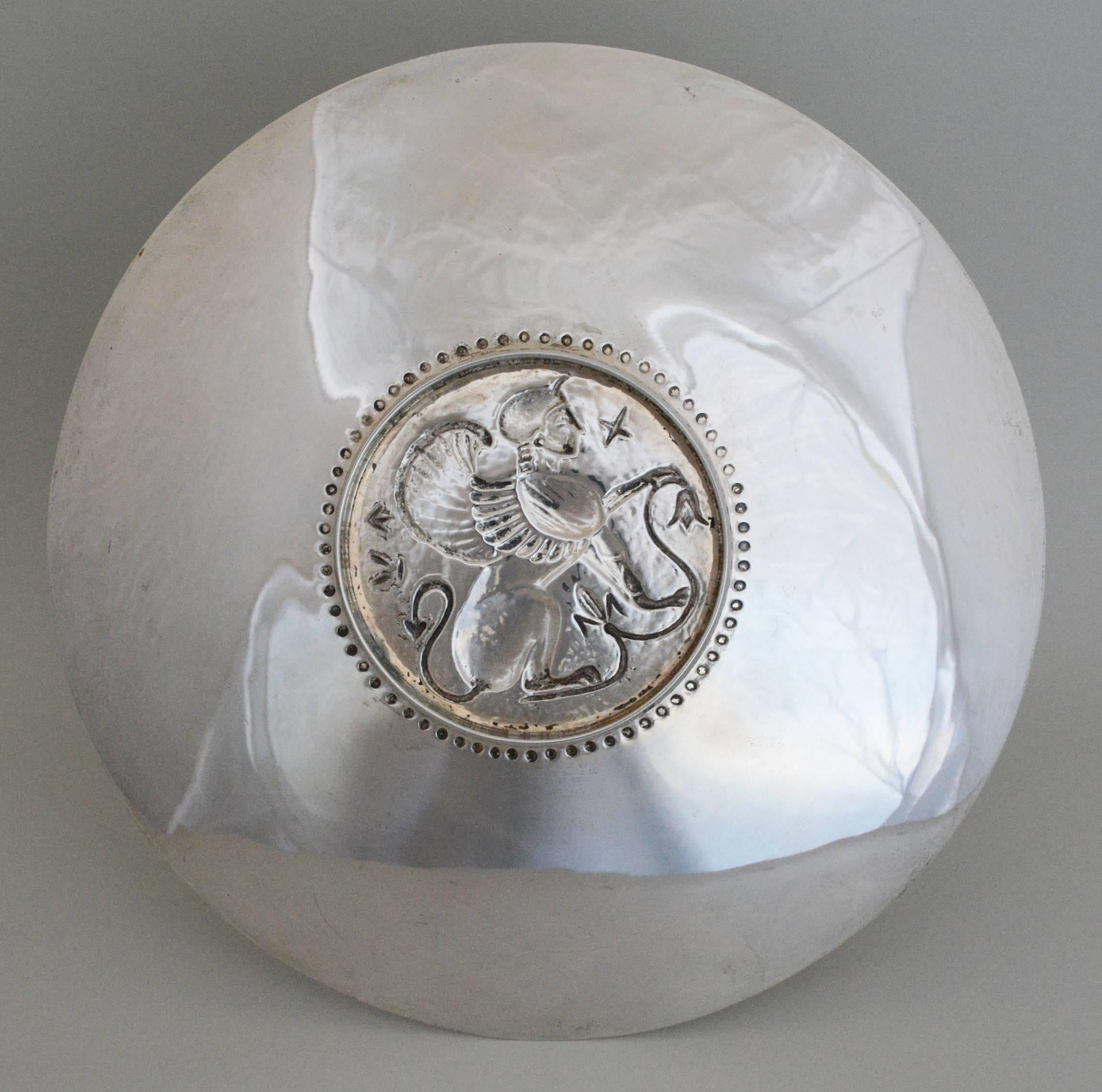 European Silver Dish by G. Stephanides Son Cyprus For Sale