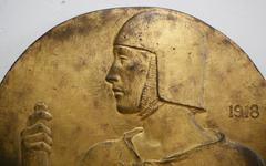 Grande placca in bronzo a basso rilievo di Nathan Dumont Potter, 1918